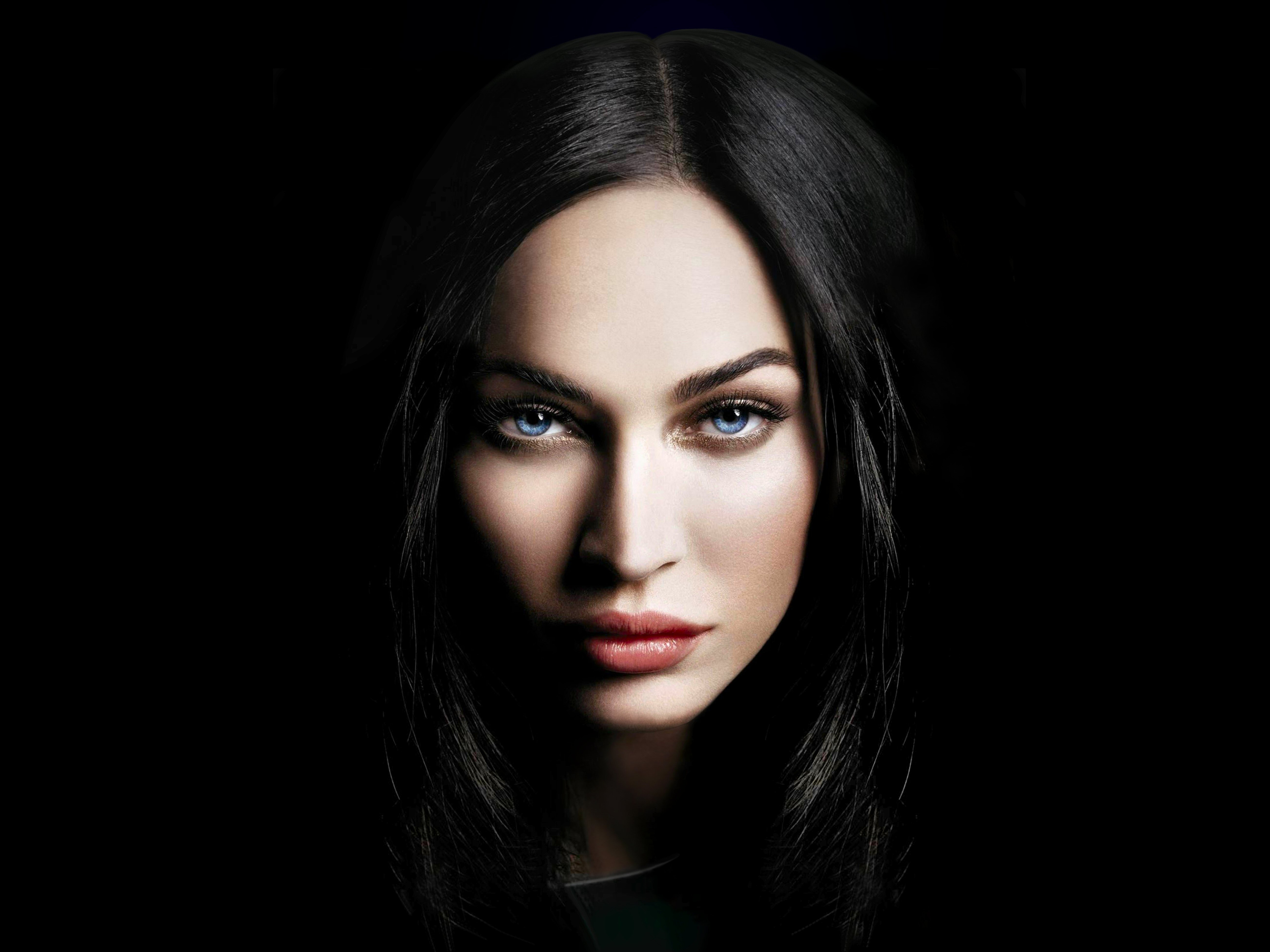 Actress Black Hair Blue Eyes Face Girl Megan Fox Woman 3000x2250