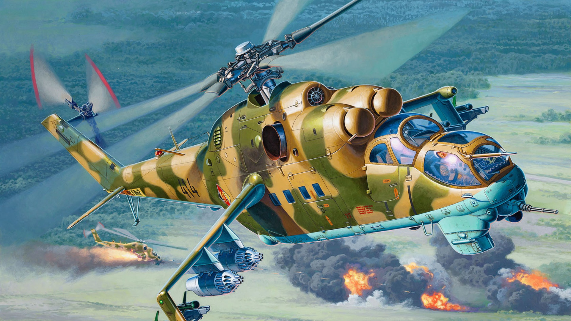 Aircraft Attack Helicopter Helicopter Mil Mi 24 1920x1080