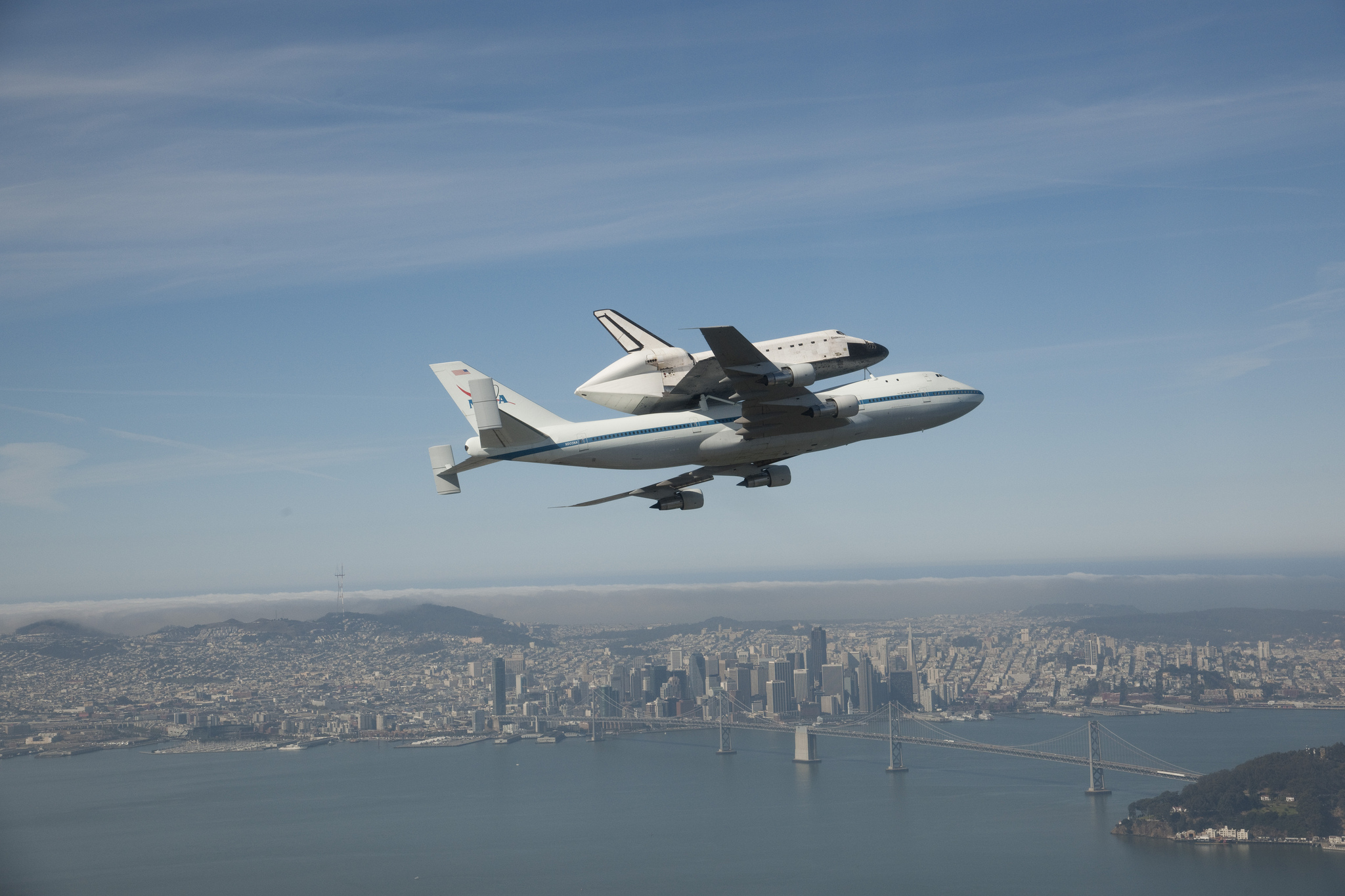 Aerial Airplane Bay Bridge Bridge Nasa Ocean San Francisco Shuttle Space Shuttle 2048x1365