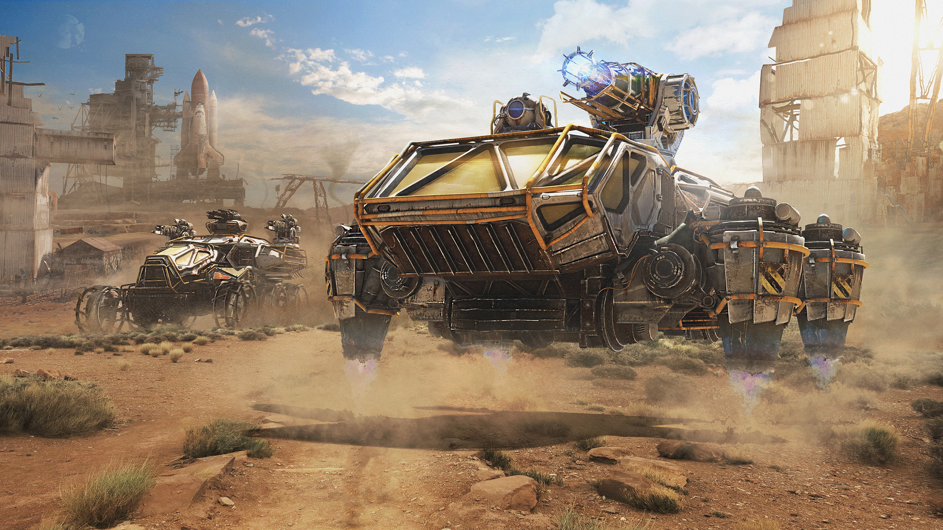 Crossout Video Game Desert Post Apocalyptic Space Shuttle Vehicle 1920x1080