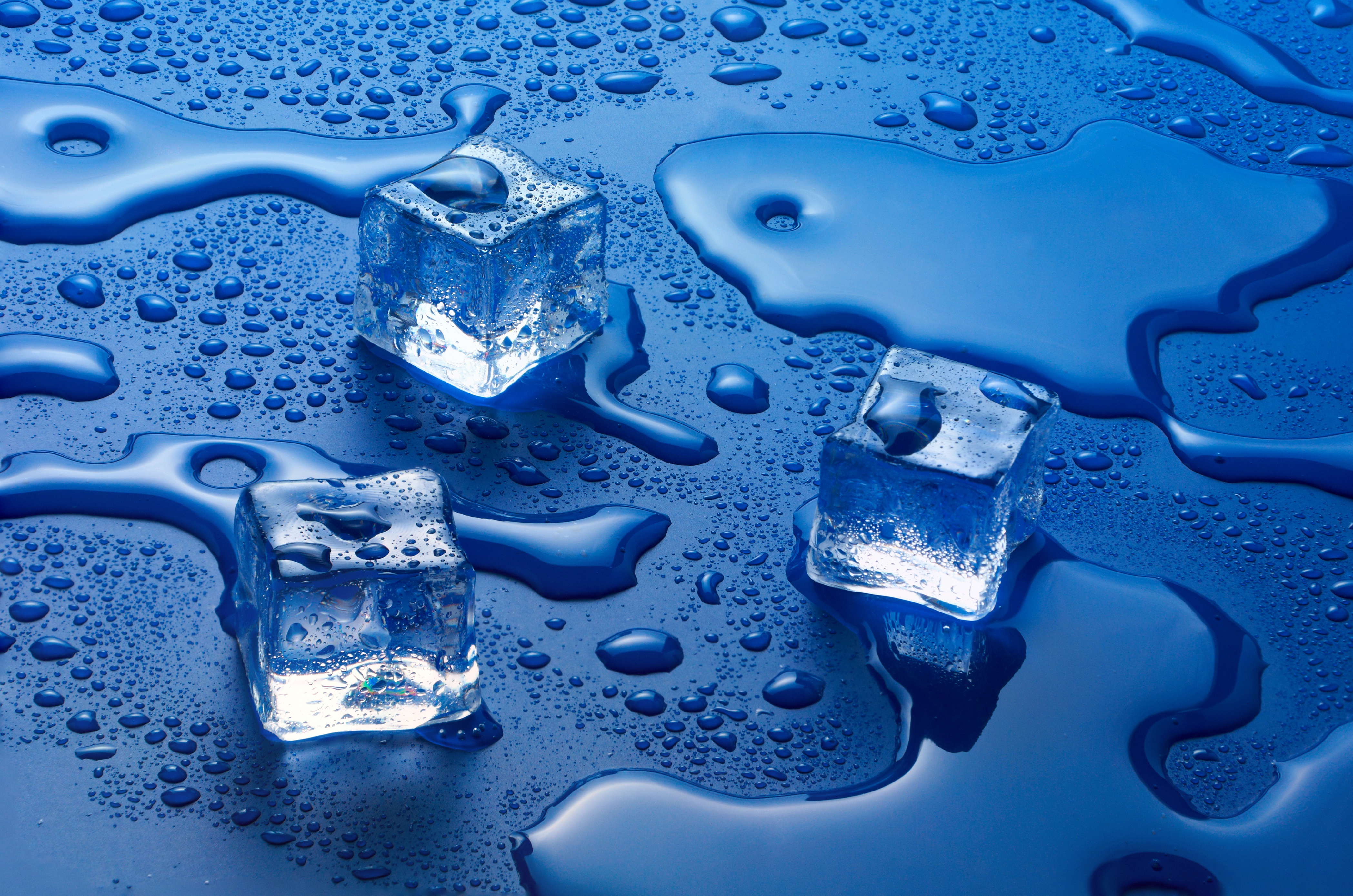 Blue Ice Cube Water Drop 4194x2778