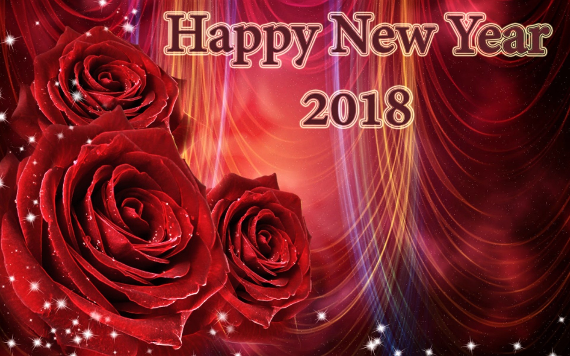 Flower Happy New Year Holiday New Year New Year 2018 Red Rose 1920x1200