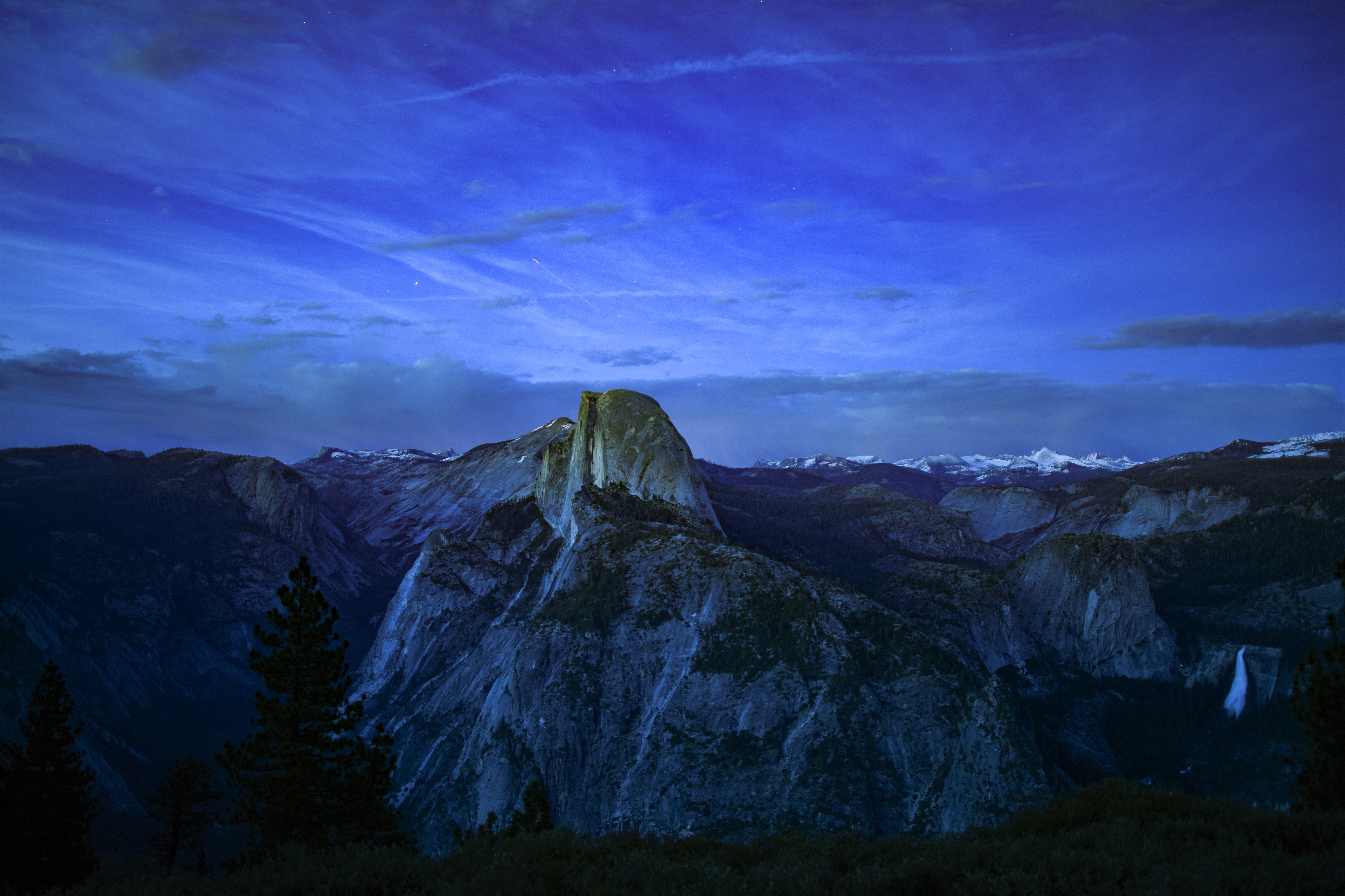 Dusk Forest Mountain Valley Yosemite National Park 6971x4645