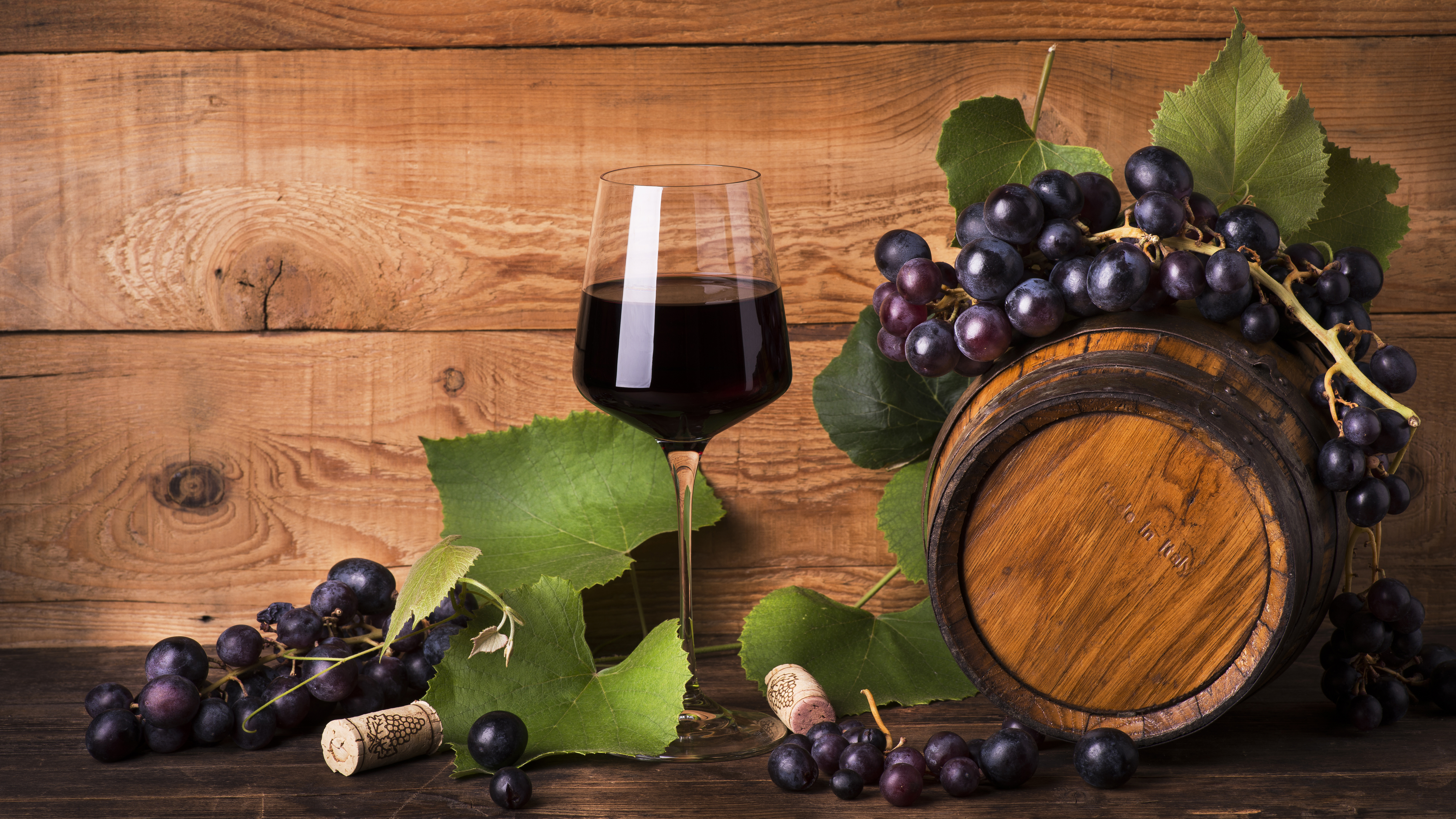 Barrel Fruit Glass Grapes Still Life Wine 7110x4000