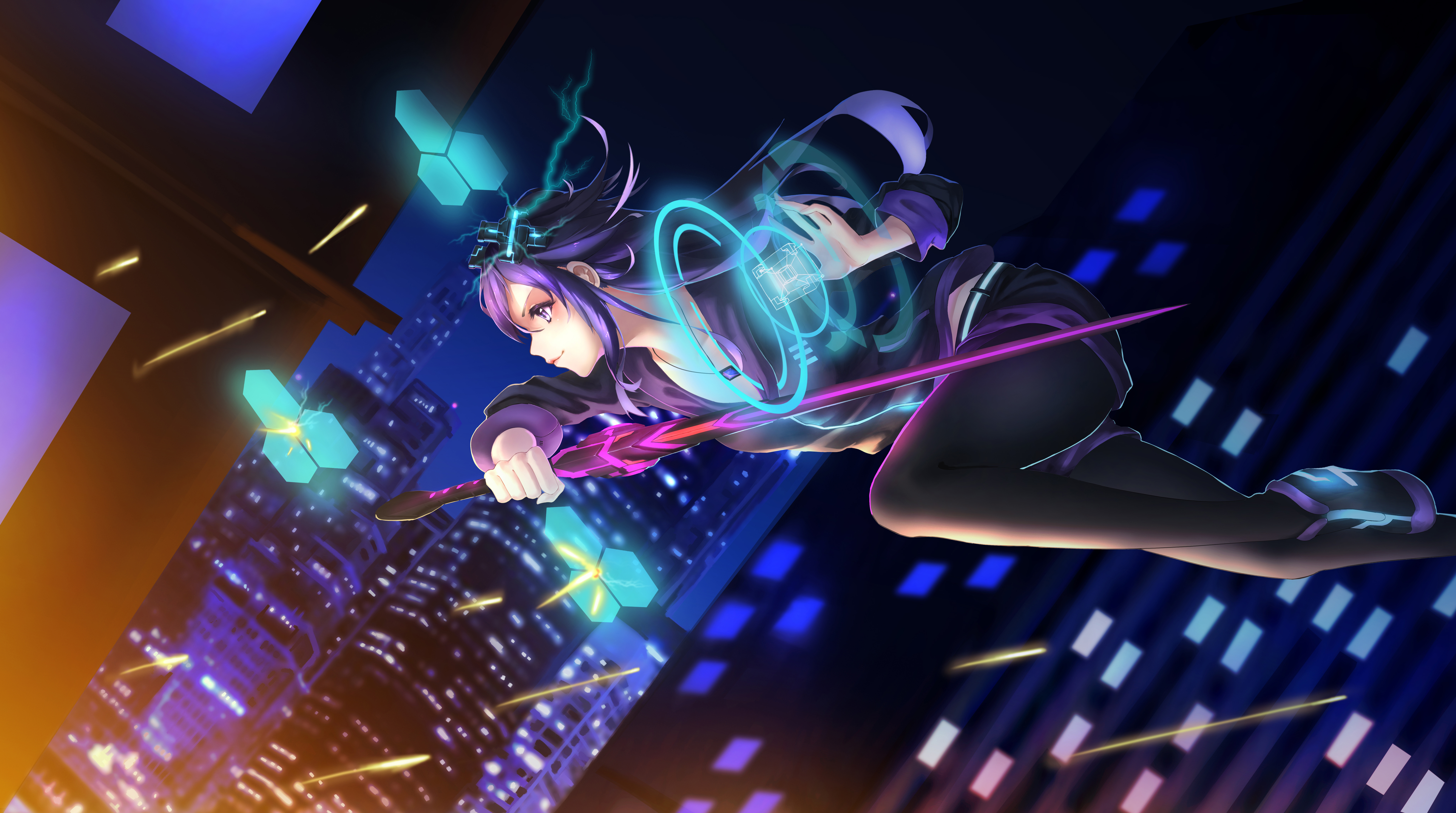 Girl Magic Neptune Hyperdimension Neptunia Pantyhose Sword 7546x4211