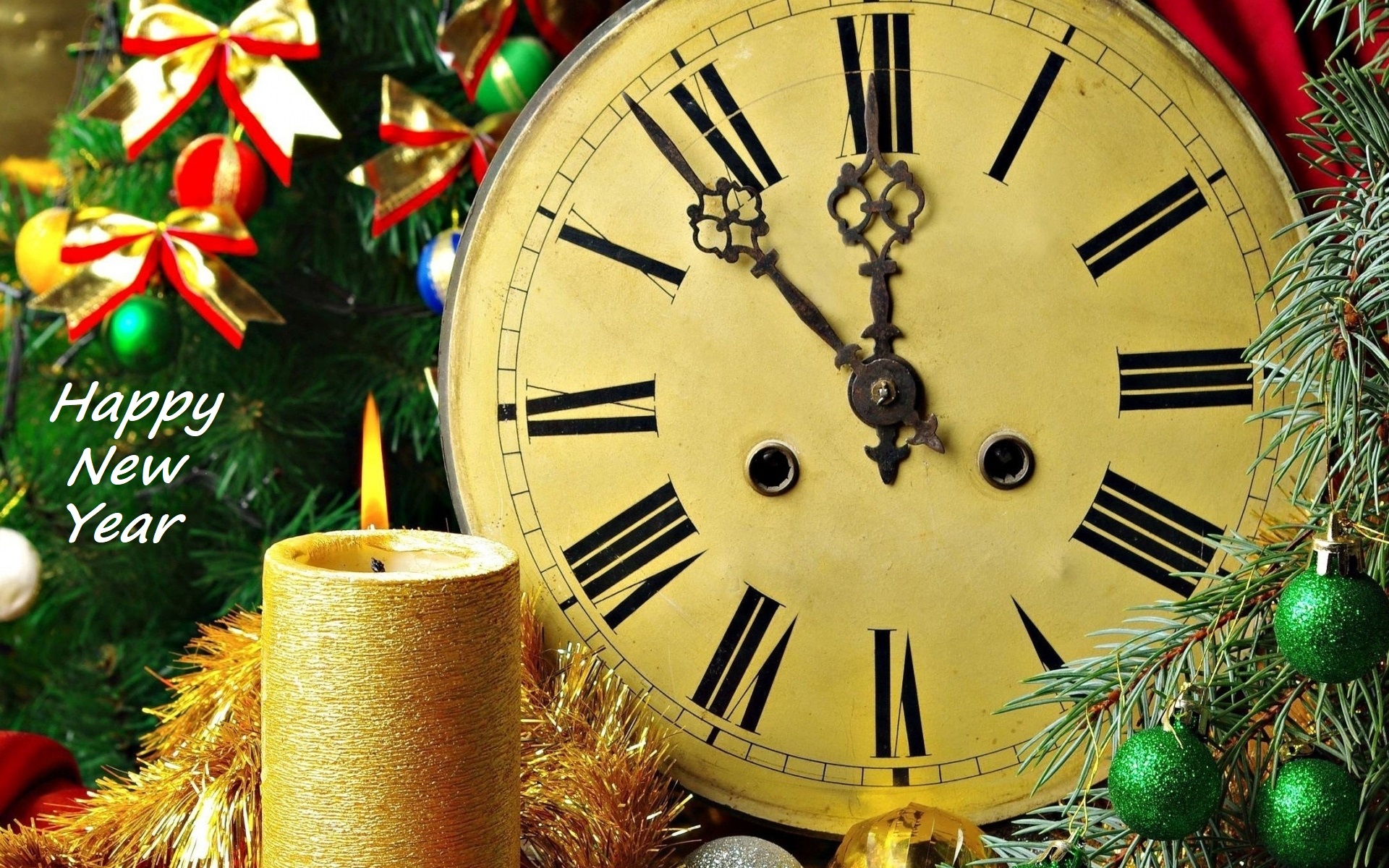 Candle Christmas Clock Decoration New Year 1920x1200