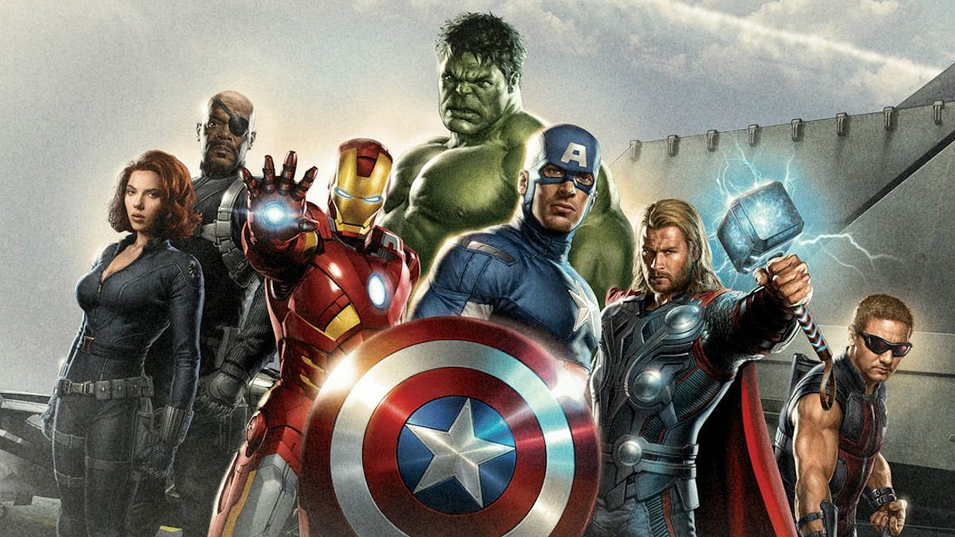Black Widow Captain America Hawkeye Hulk Iron Man Nick Fury Thor 1920x1080