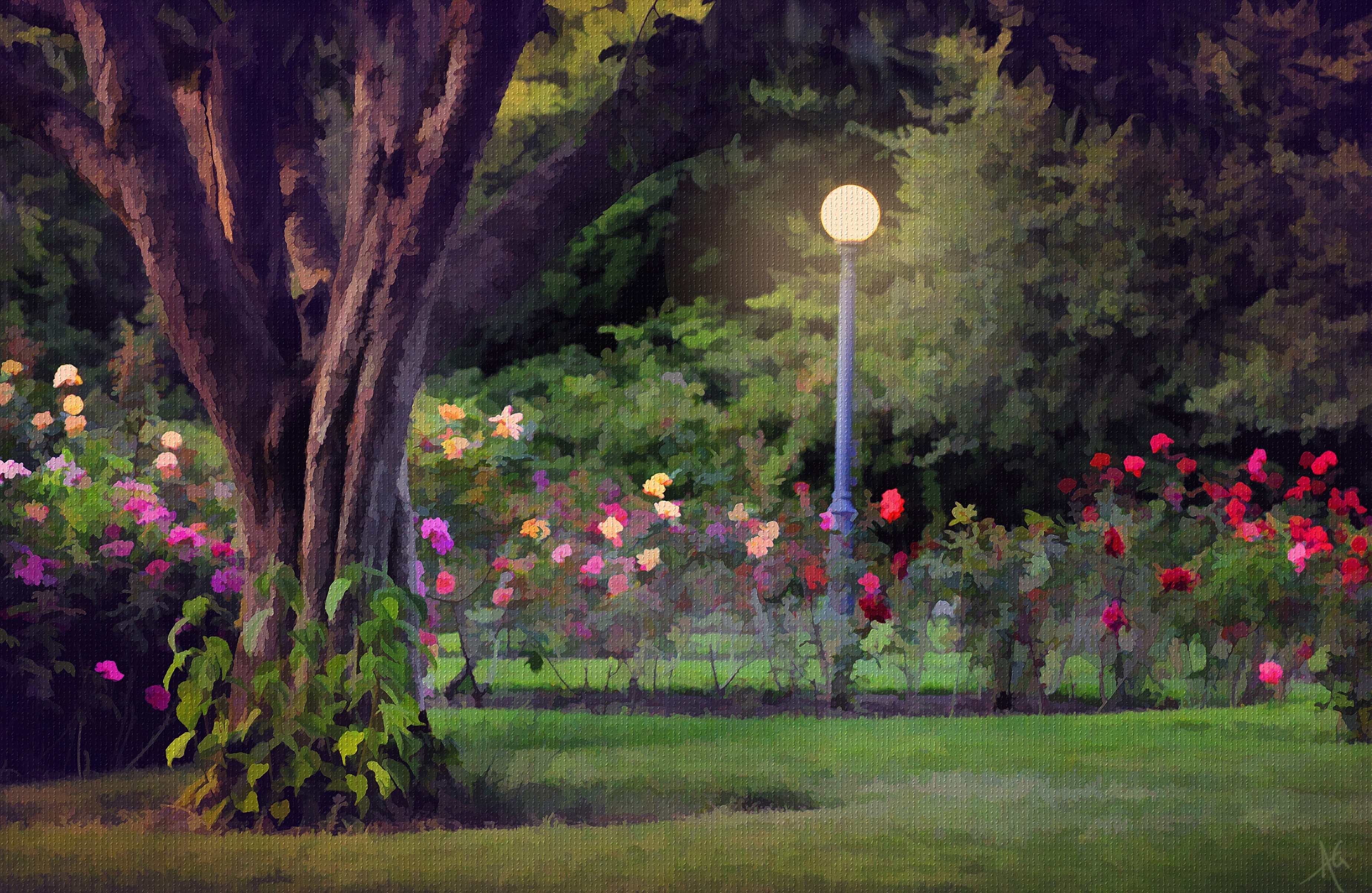Flower Garden Lamp Post 3700x2408