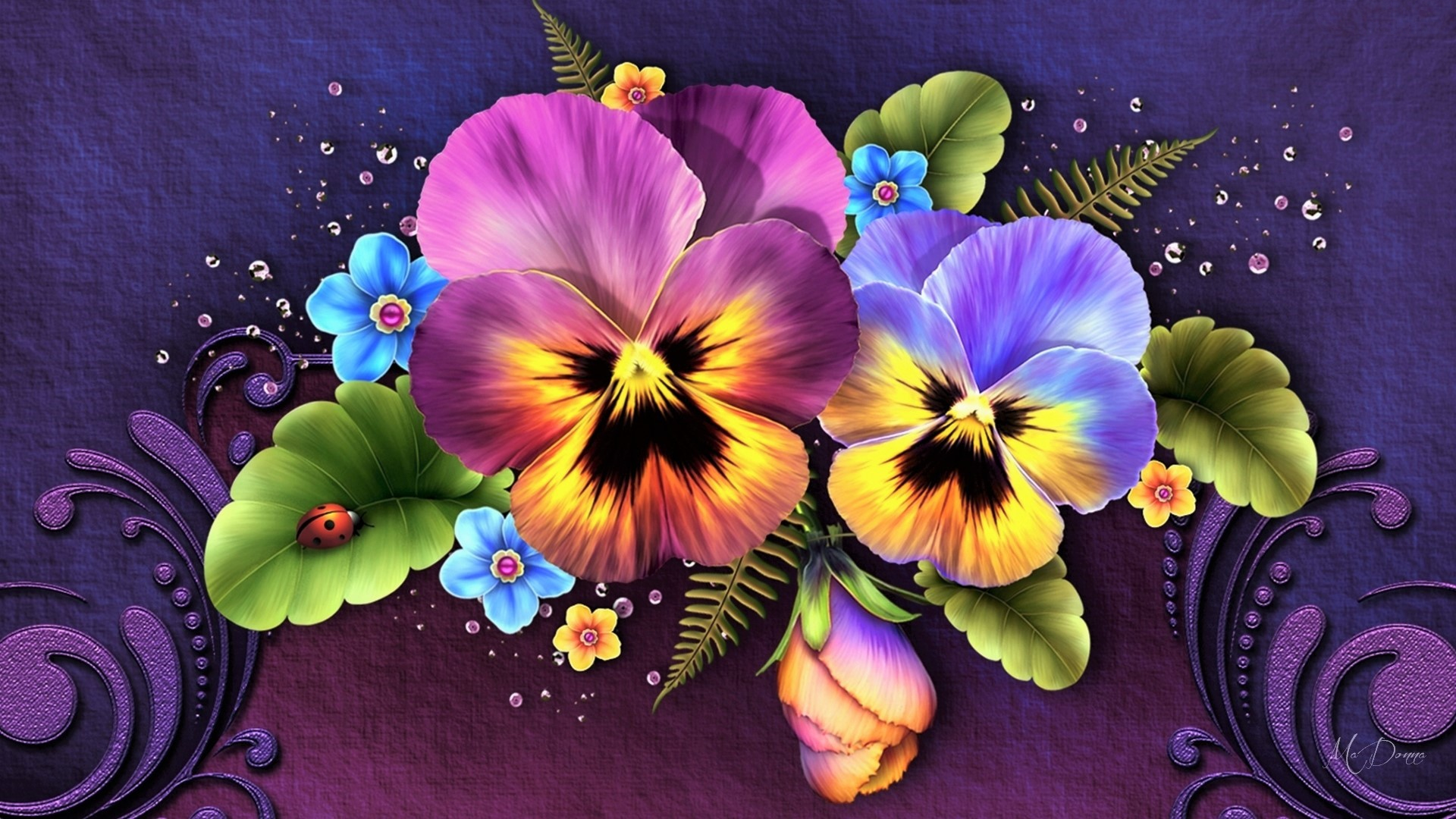 Artistic Design Flower Pansy 1920x1080
