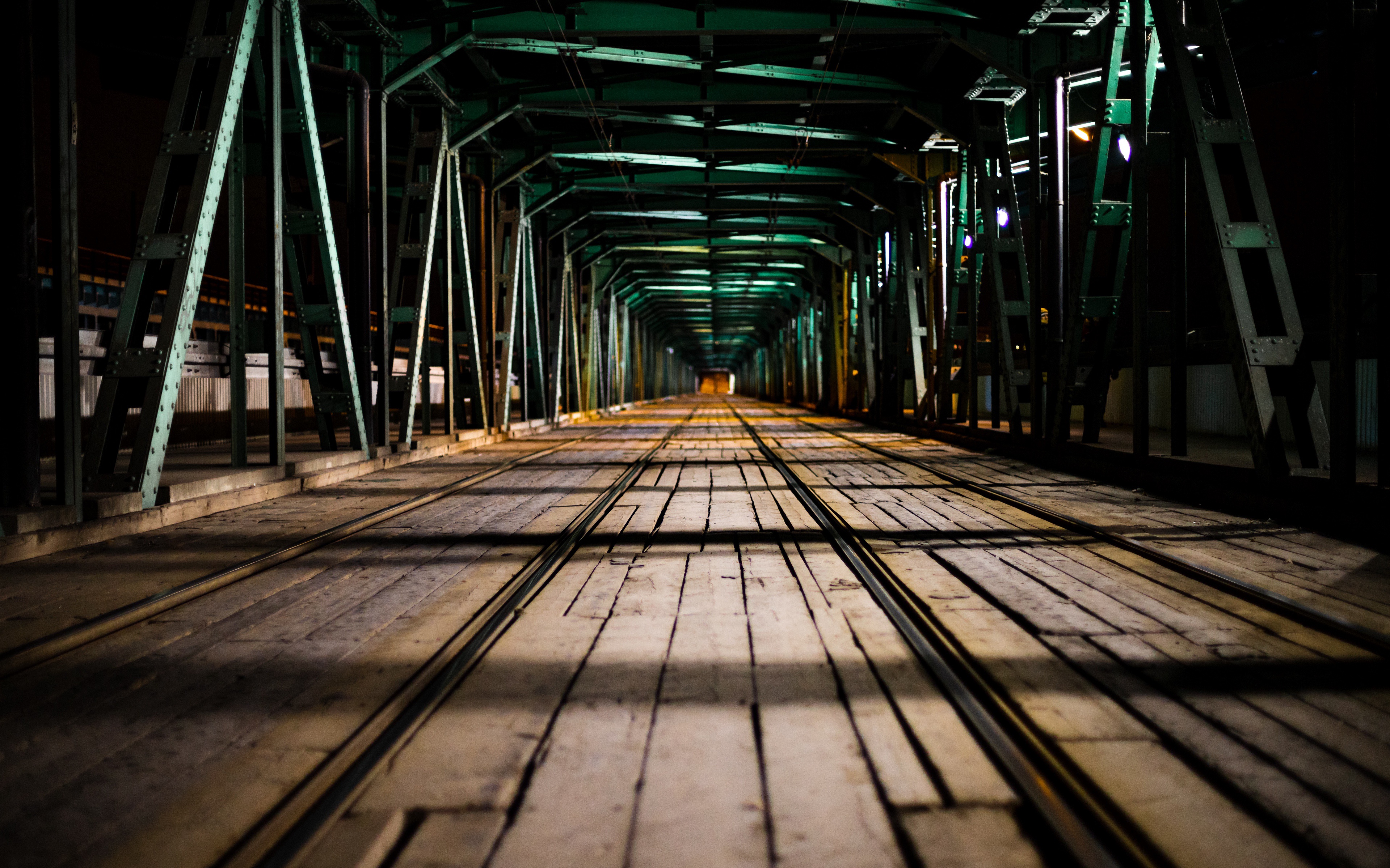 Bridge Metal Railroad Wood 3840x2400