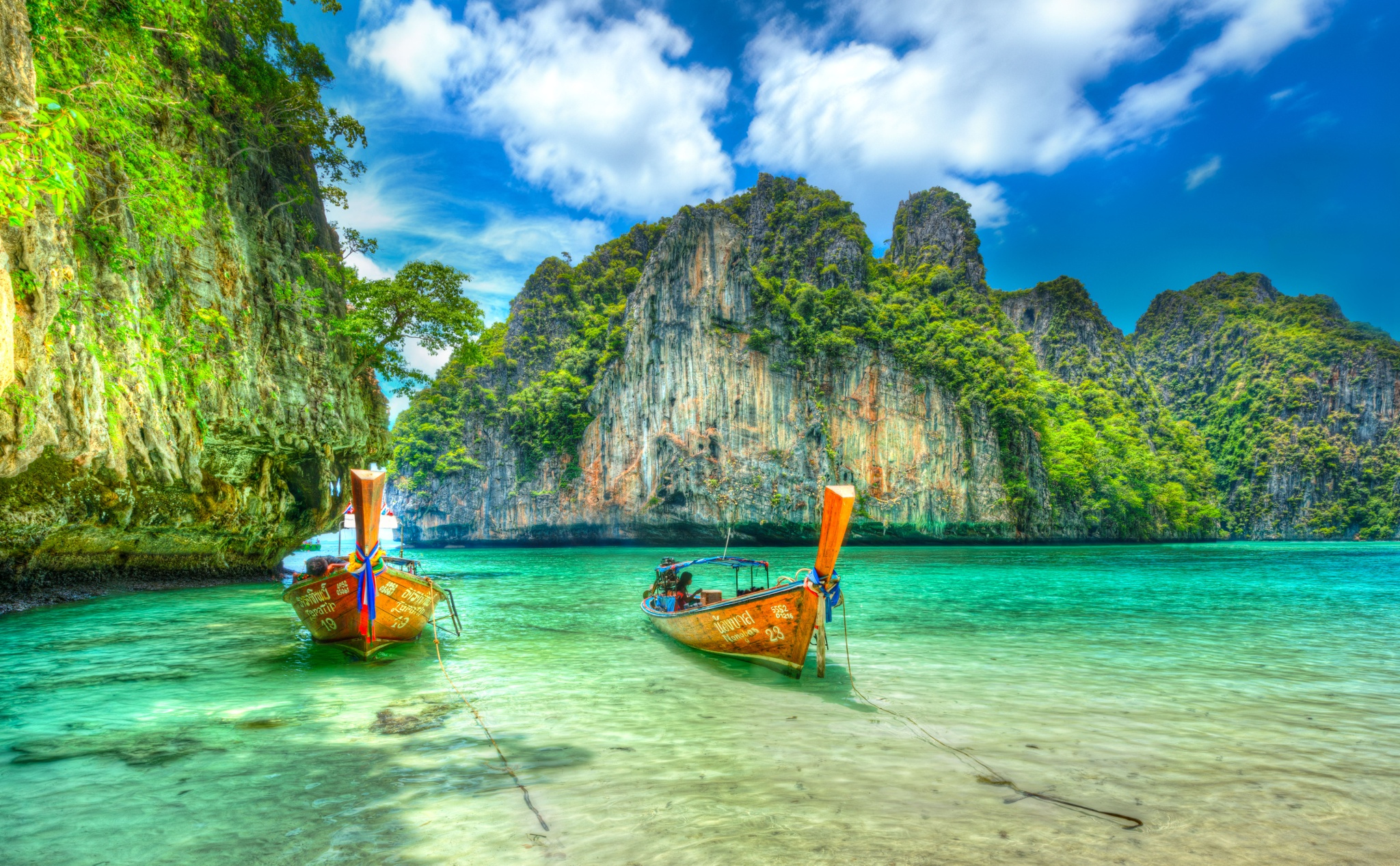 Boat Cliff Thailand Vehicle 2048x1266