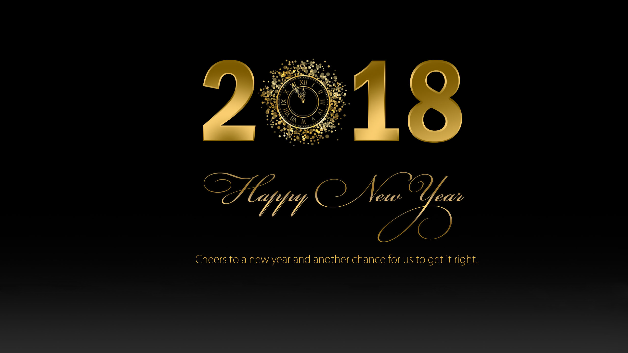 Clock Gold New Year New Year 2018 2560x1440
