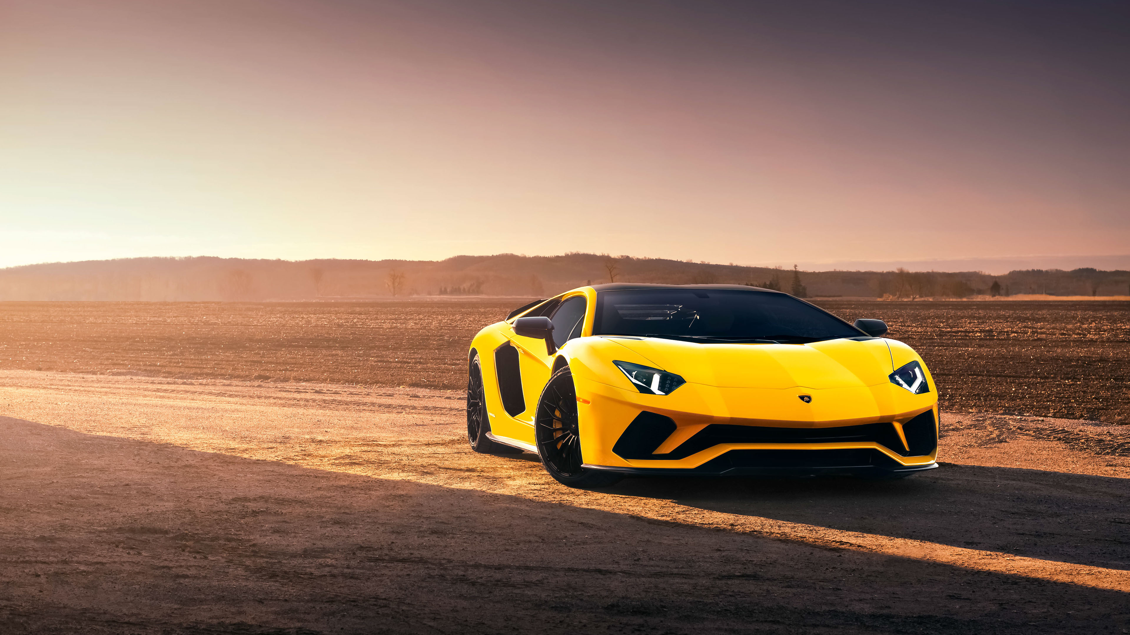 Lamborghini Aventador S Sport Car Supercar Yellow Car 3840x2160