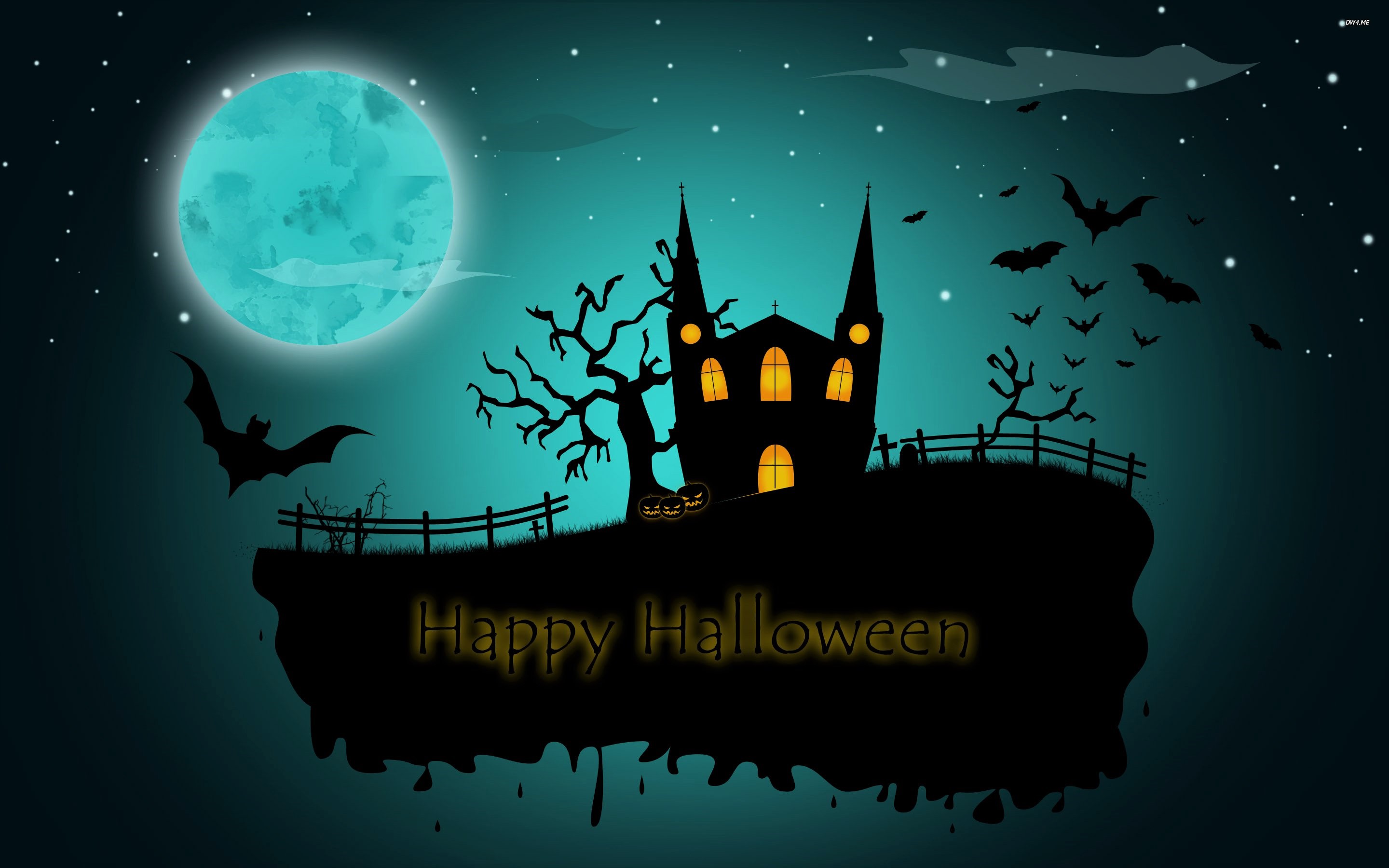 Bat Halloween Holiday House Moon Night 2880x1800