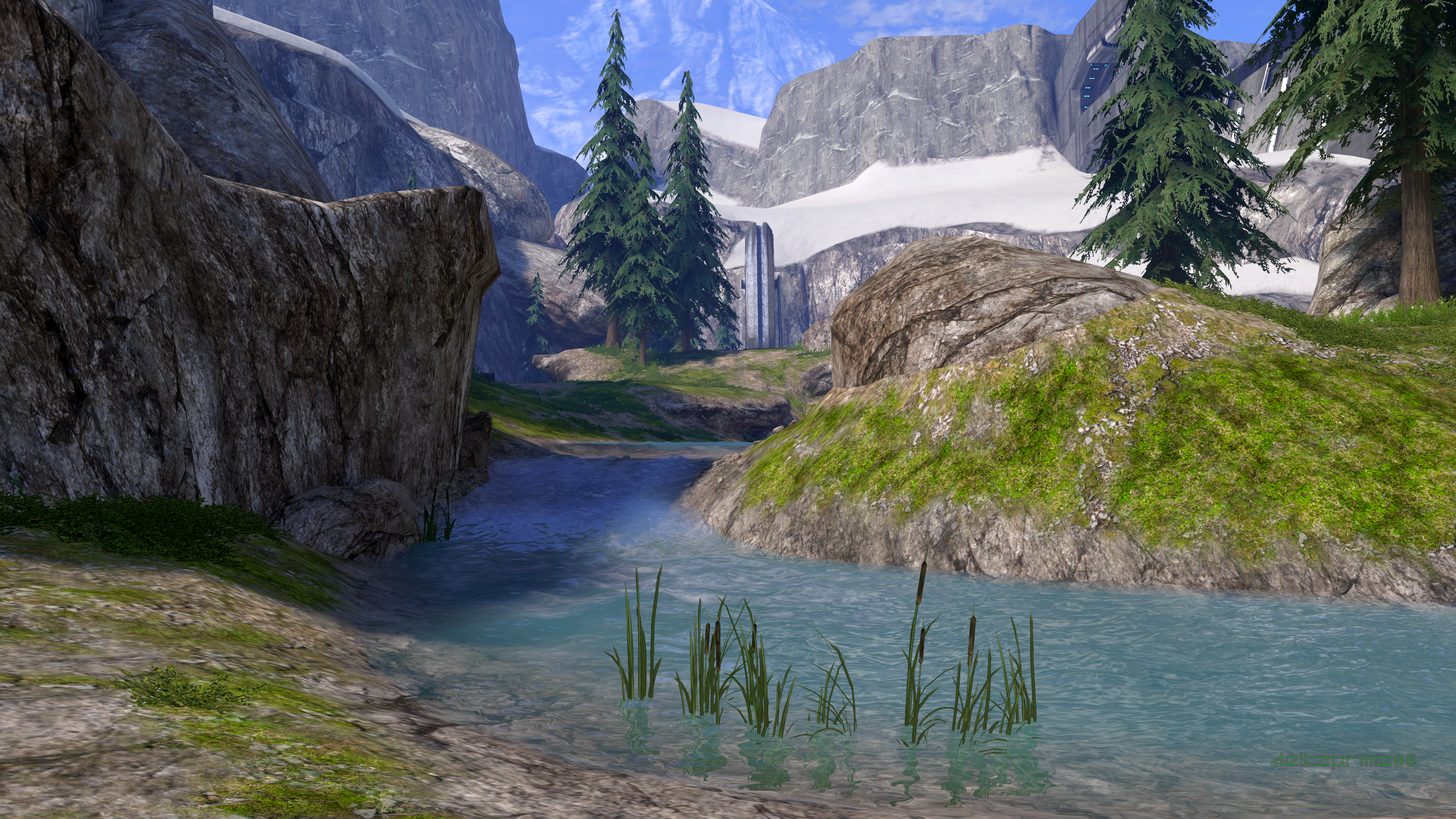 Halo 3 Science Fiction Futuristic Valhalla Multiplayer Map Mountains Stream In Game Screen Shot Vide 3840x2160