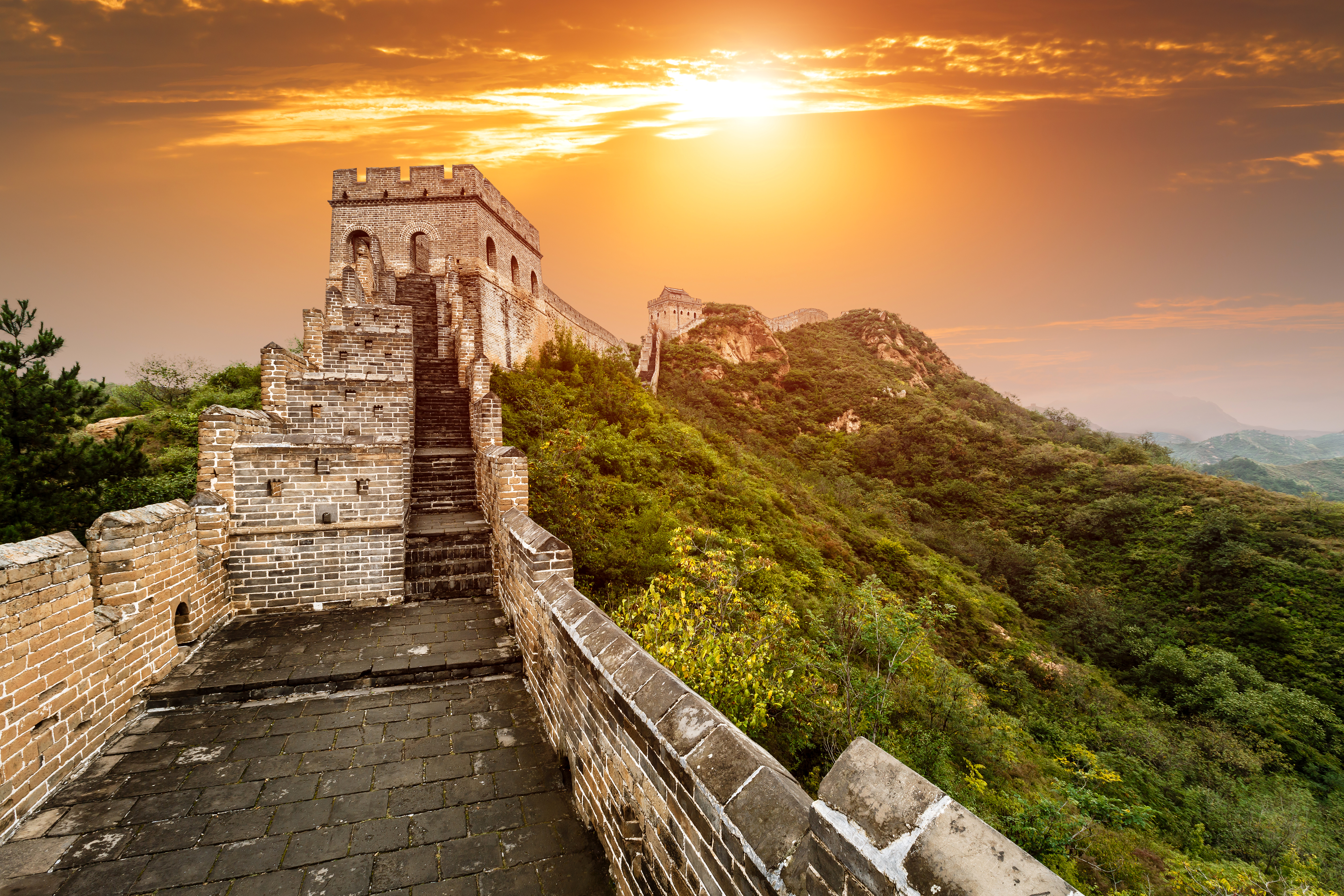 China Great Wall Of China Landscape Sky Sunset 5760x3840