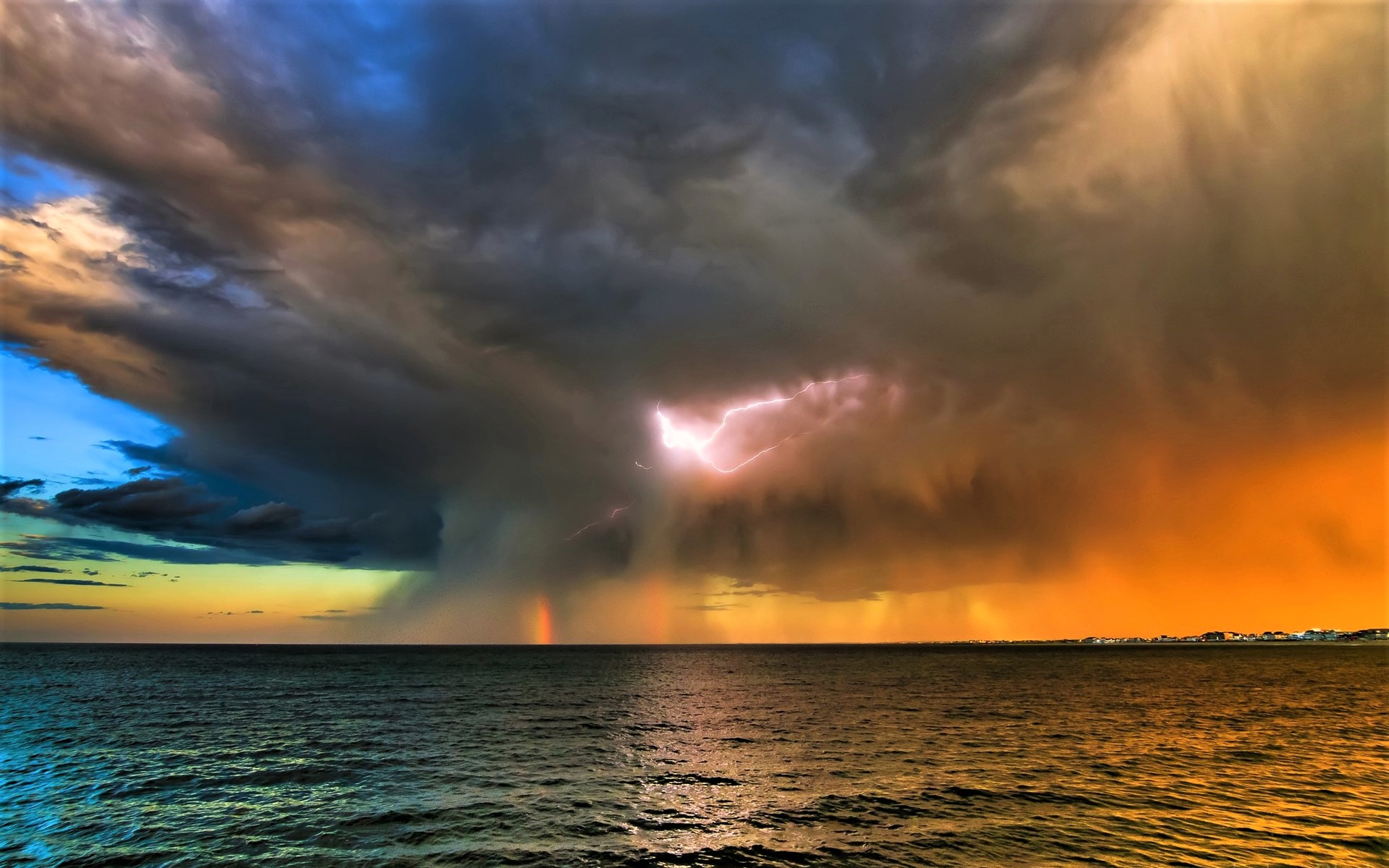 Cloud Dark Earth Horizon Lightning Ocean Sea Storm Sunset 1920x1200