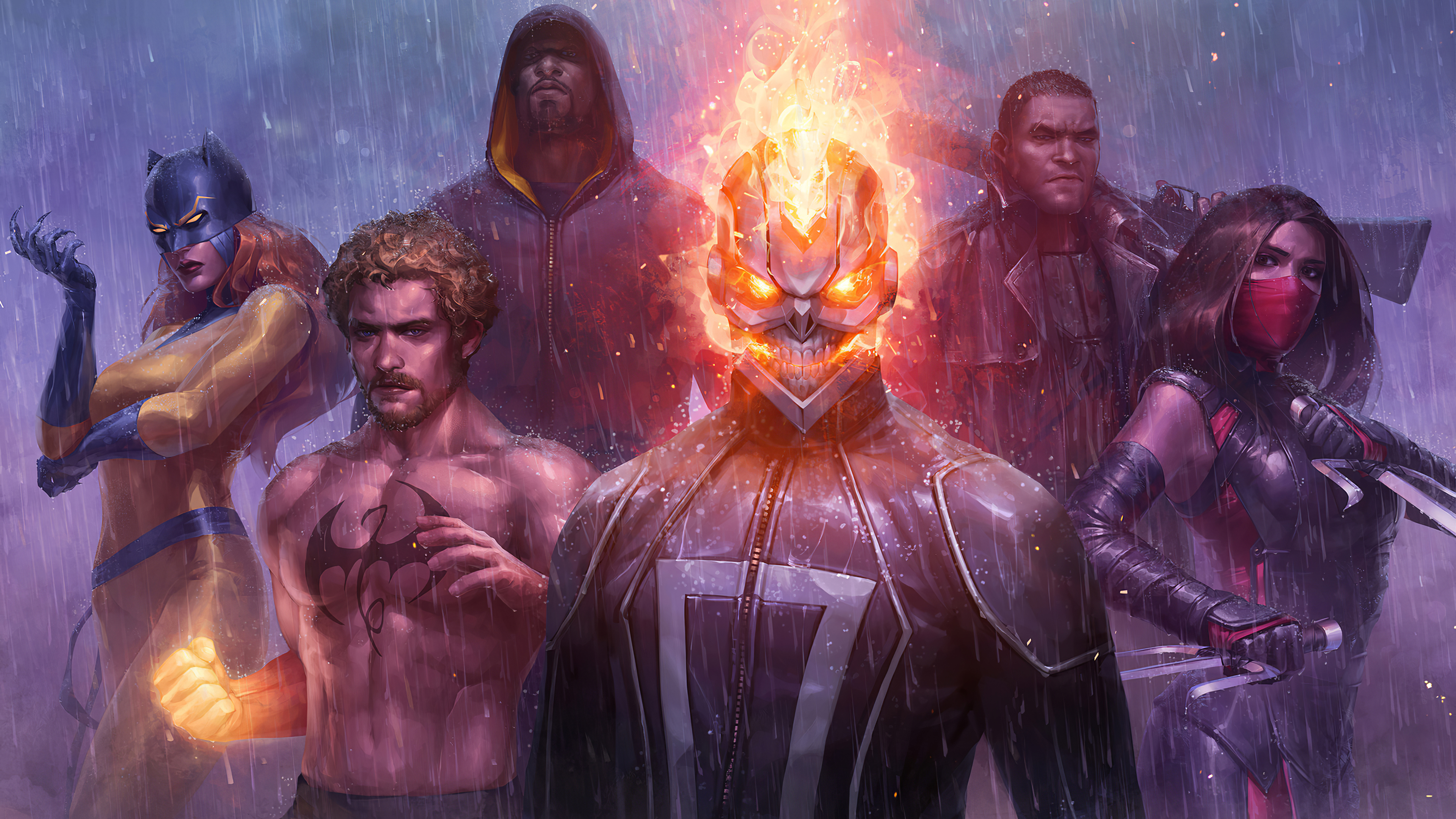 Elektra Marvel Comics Ghost Rider Iron Fist Luke Cage Marvel Future Fight Robbie Reyes 3840x2160