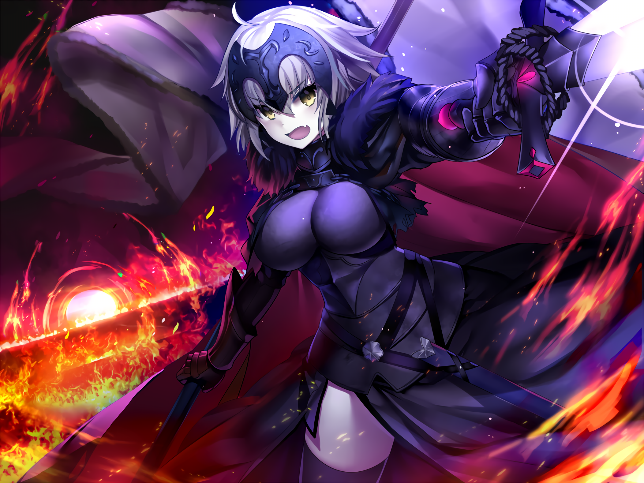 Avenger Fate Grand Order Bleached Eyes Blush Fangs Fate Grand Order Fire Jeanne D 039 Arc Fate Serie 2104x1578