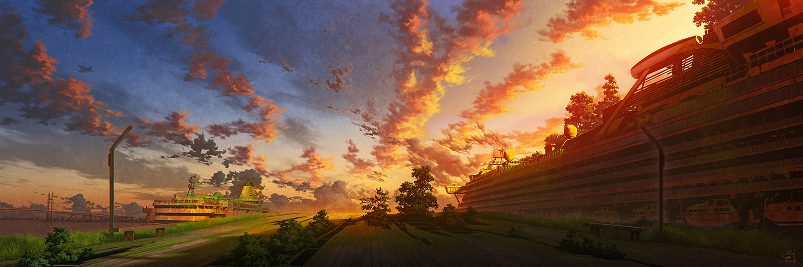 Cloud Countryside Sky Sunset Tree 2700x900