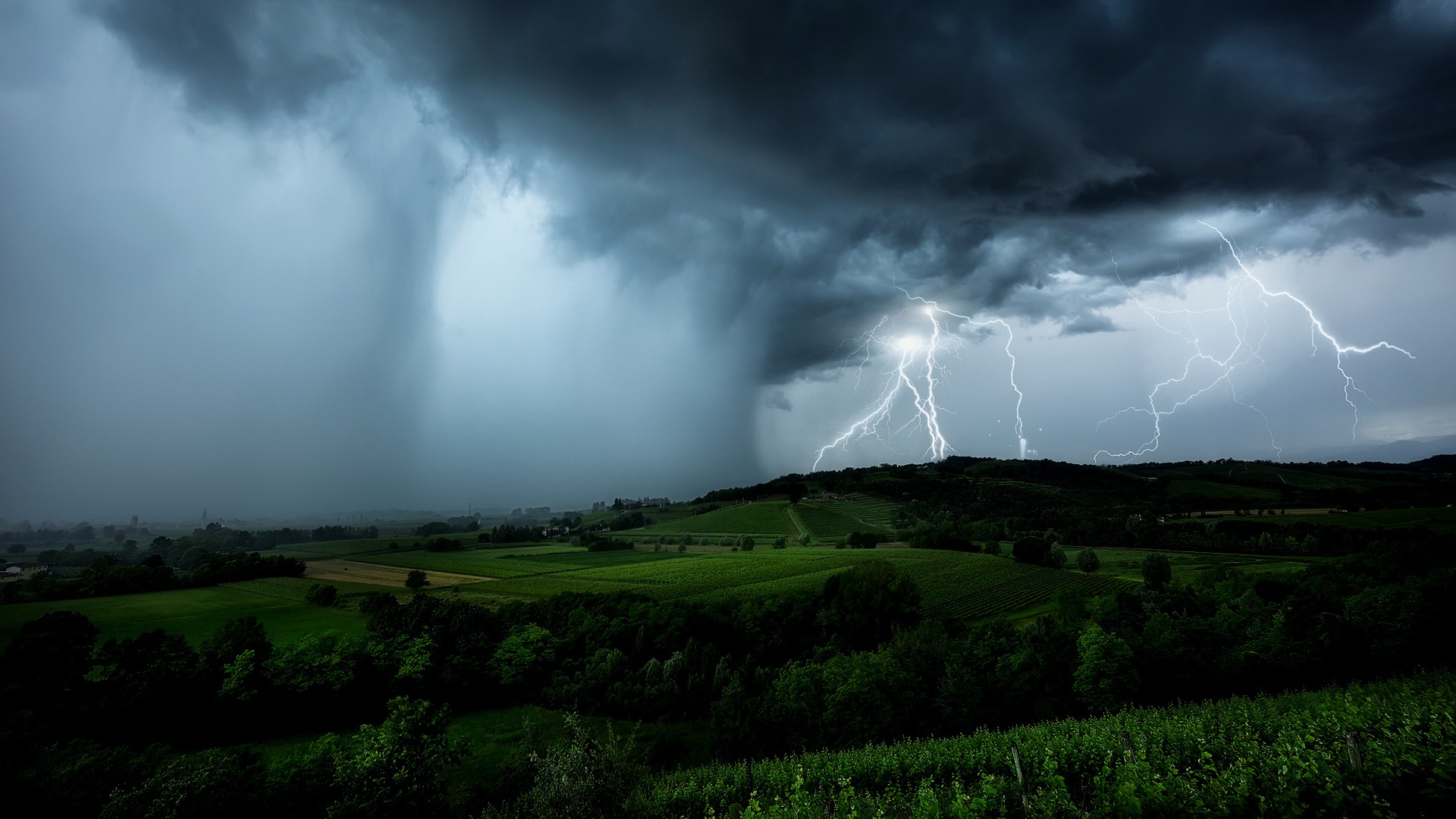 Cloud Landscape Lightning Nature Storm 1920x1080