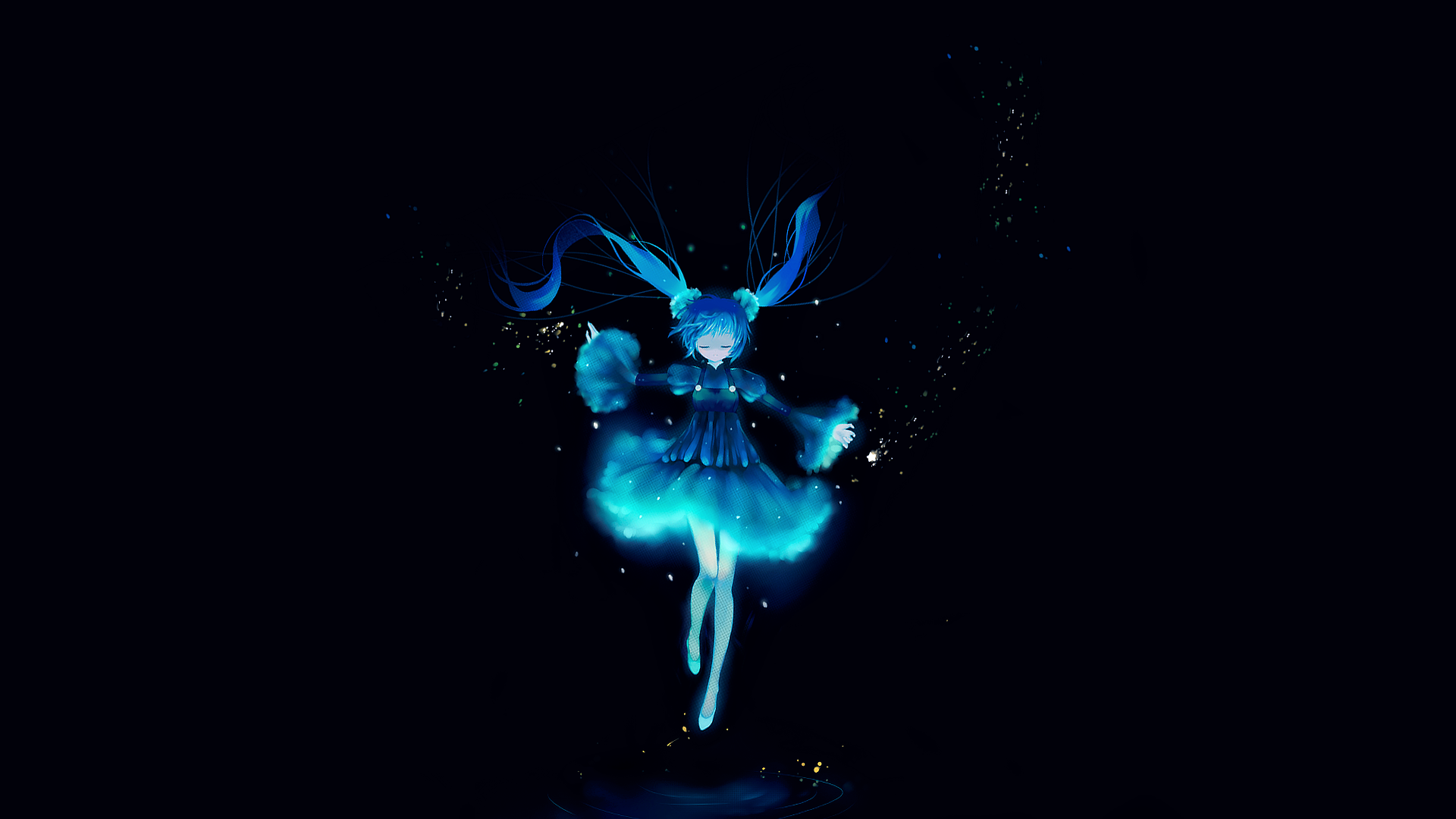 Anime Blue Girl Hatsune Miku Twinitails Vocaloid 1920x1080