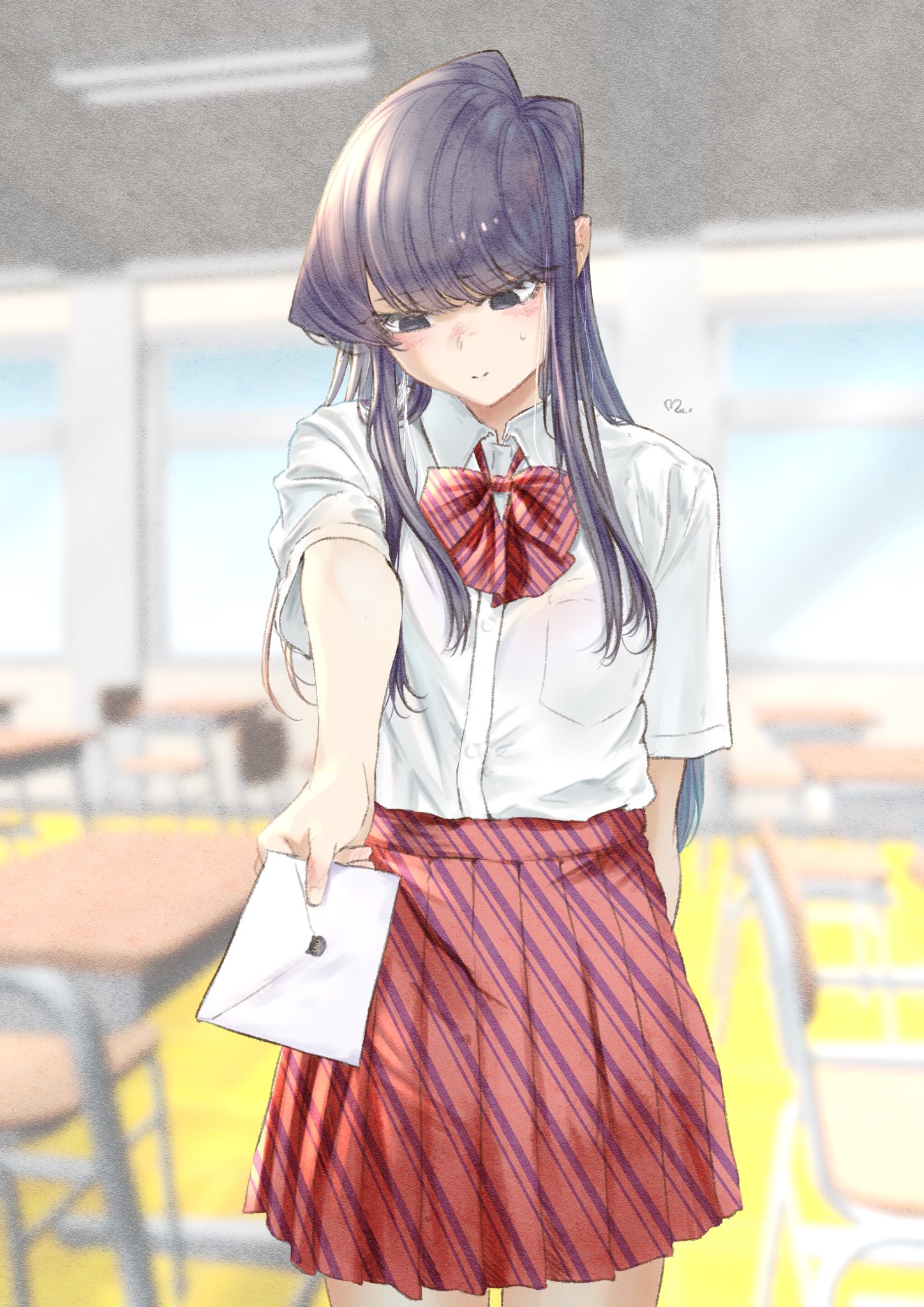 Komi San Wa Comyushou Desu JK School Uniform Anime Girls Long Hair Letter Classroom Komi Shouko Blac 1448x2048