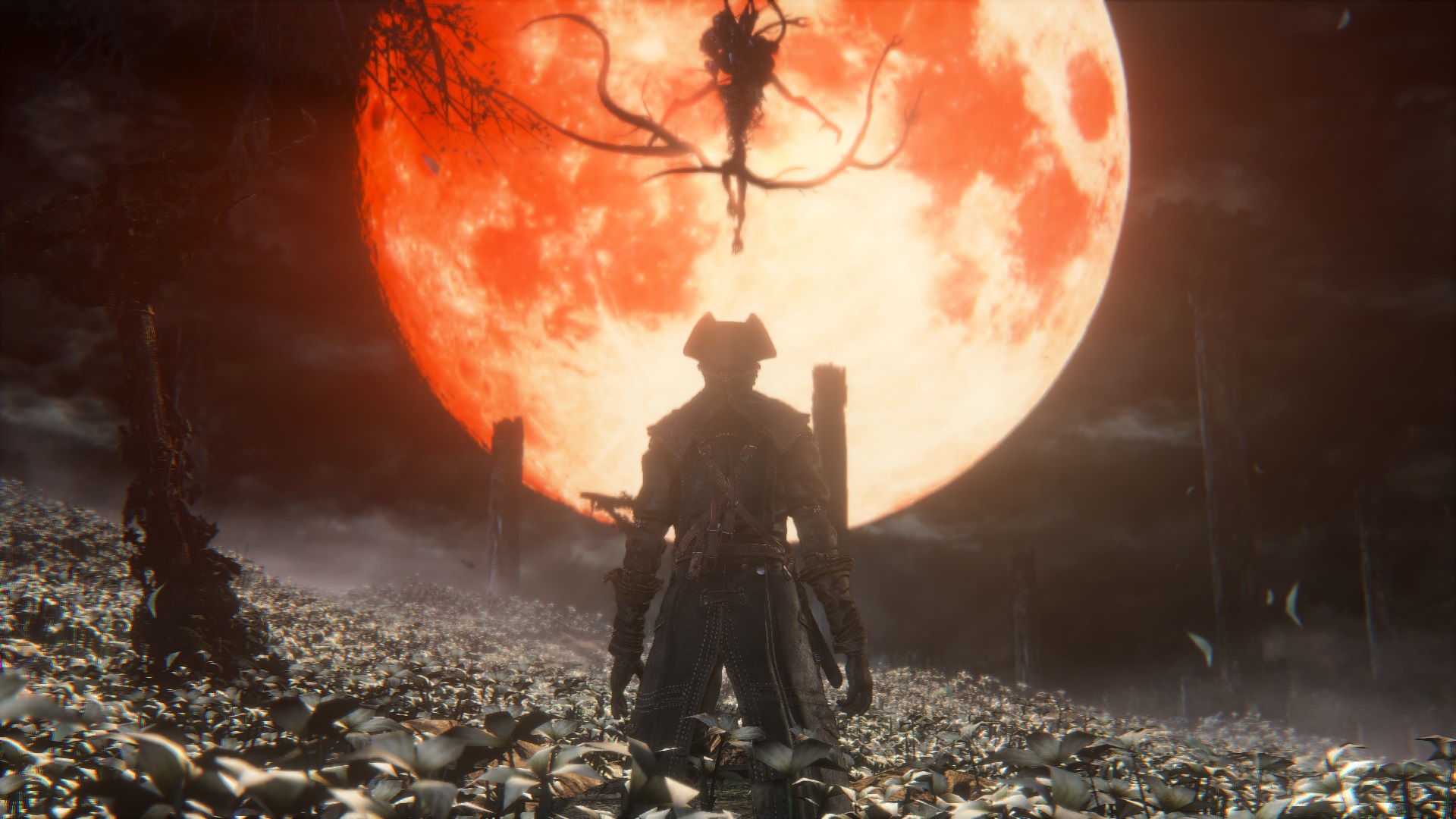 Blood Moon Bloodborne Creature Creepy Dark Moon Warrior 1920x1080