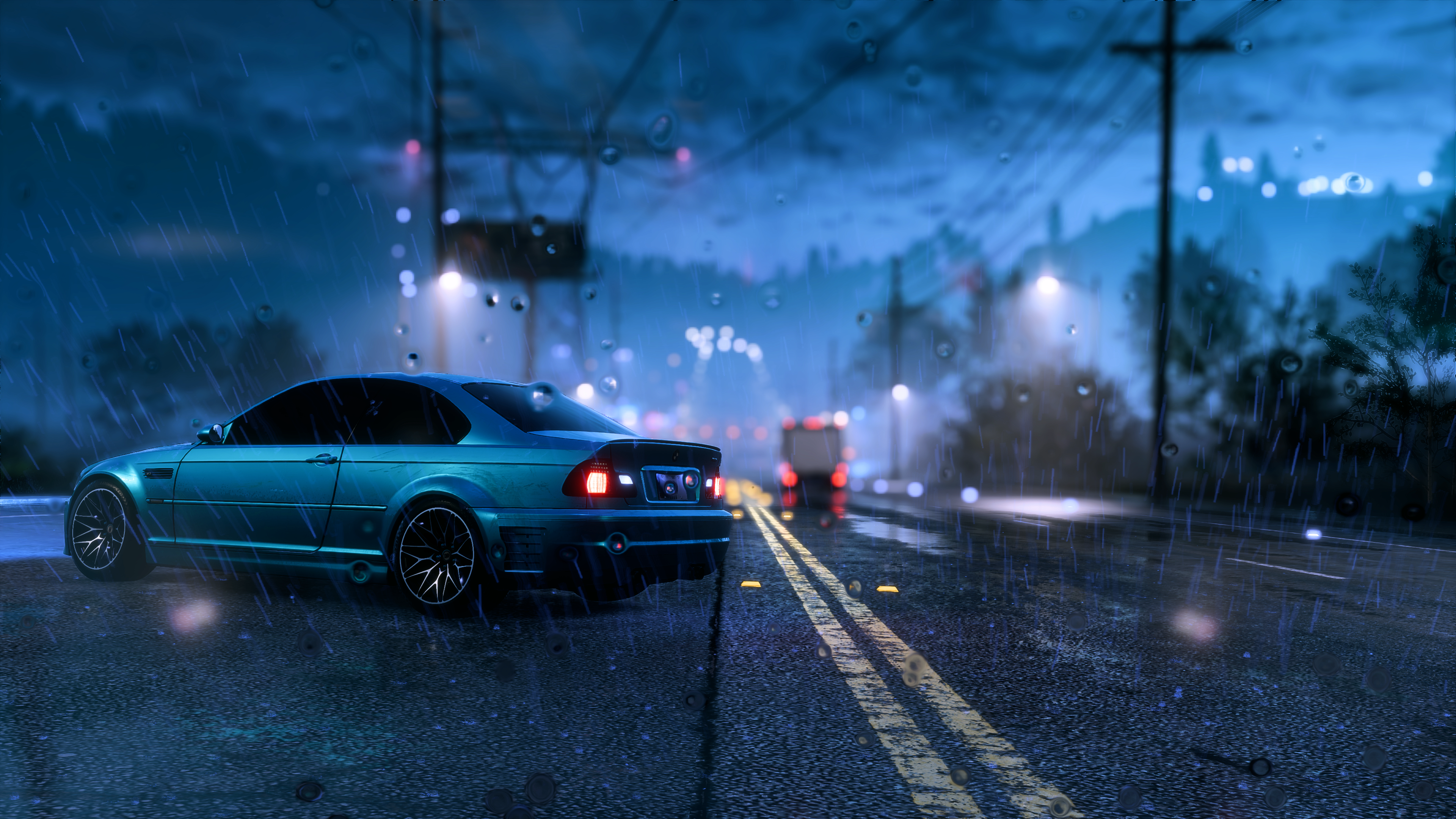 NFS Heat BMW Night City Rain Video Games 3840x2160