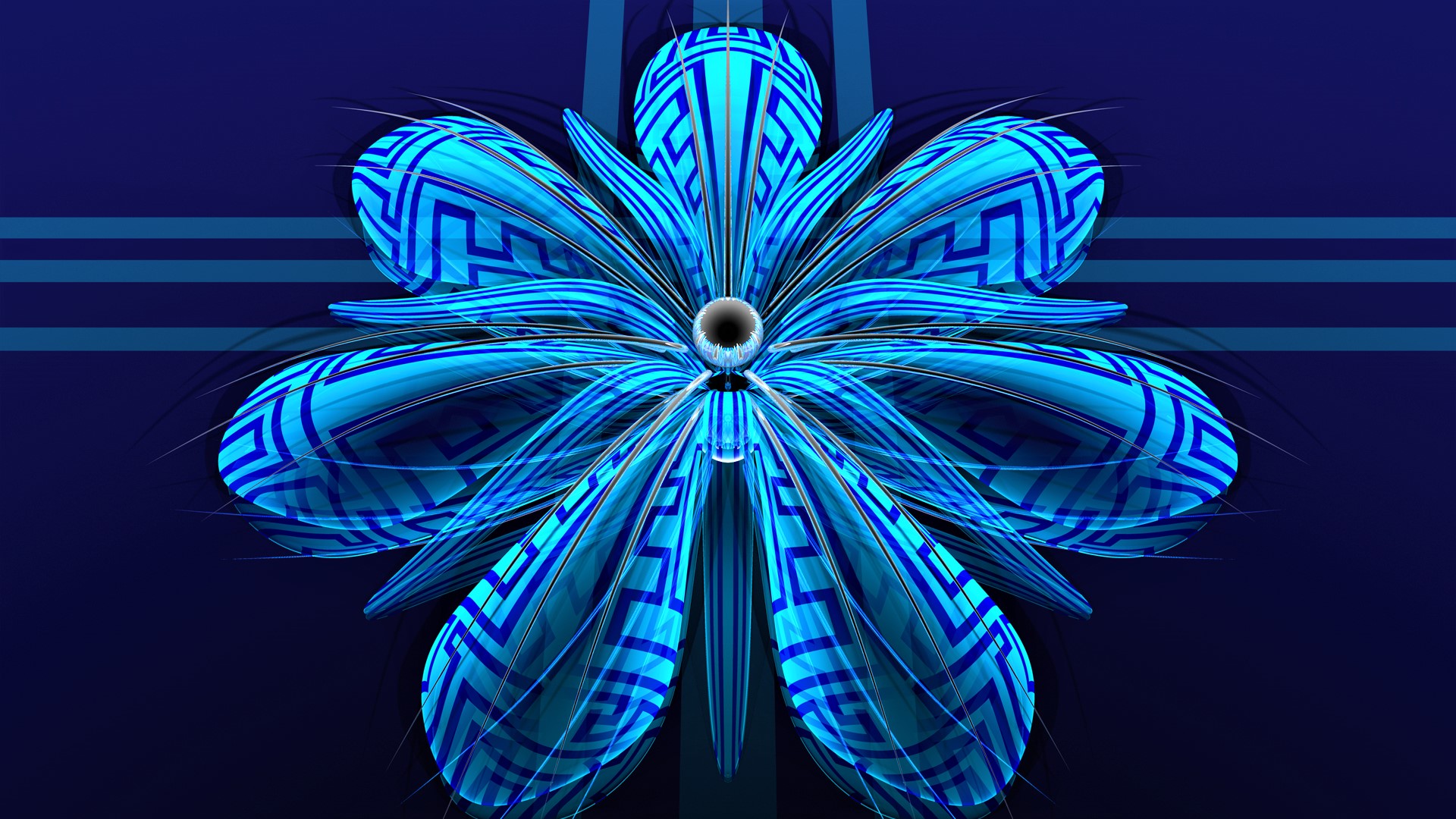 Abstract Blue Flower Pattern 1920x1080