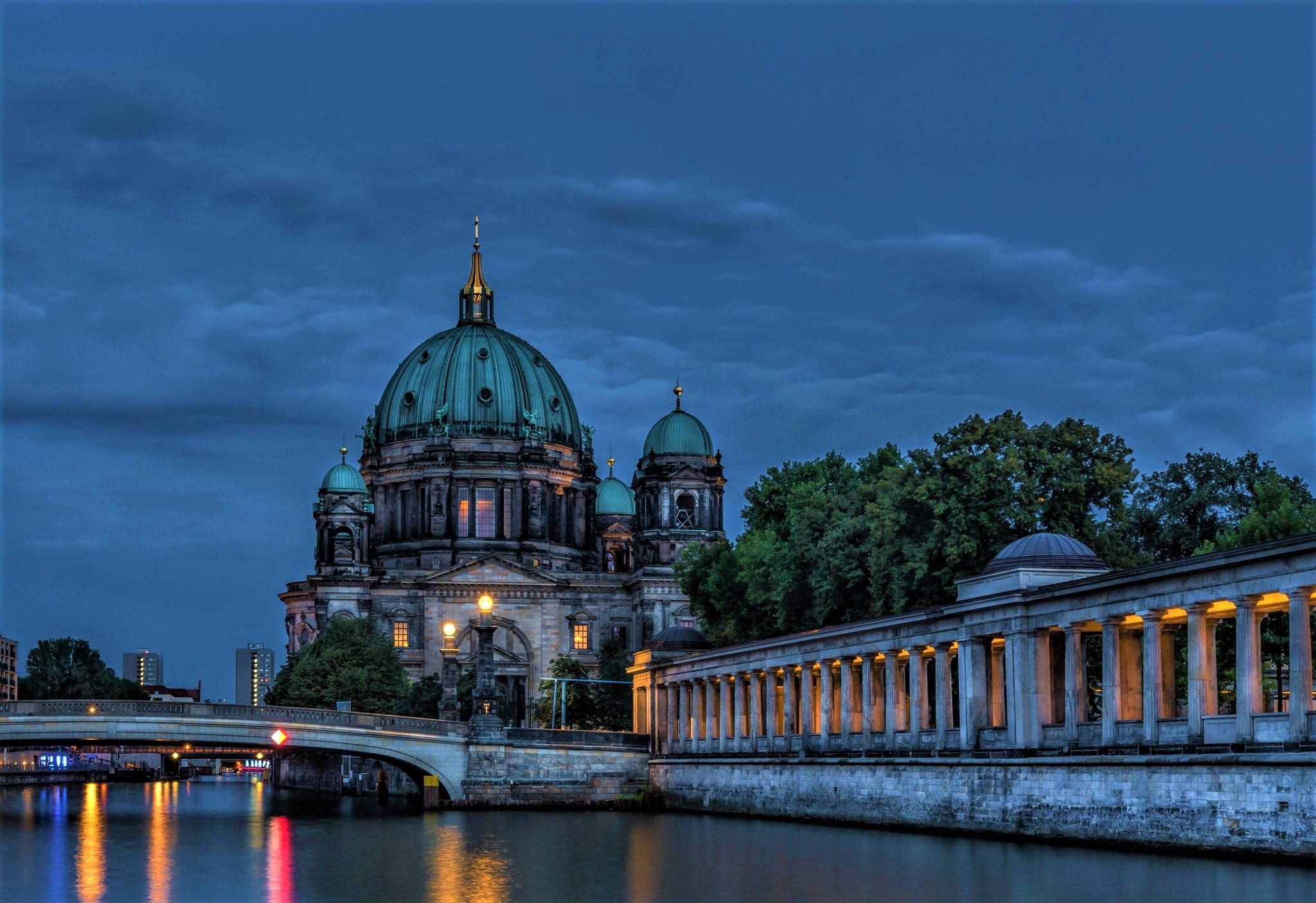 Berlin Berlin Cathedral Bridge City Dome Dusk Night River Twilight 2048x1405