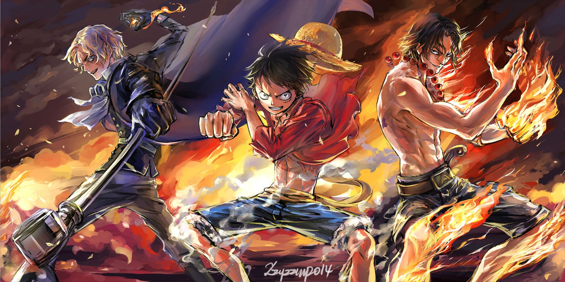 Flame Monkey D Luffy One Piece Portgas D Ace Sabo One Piece 1800x900
