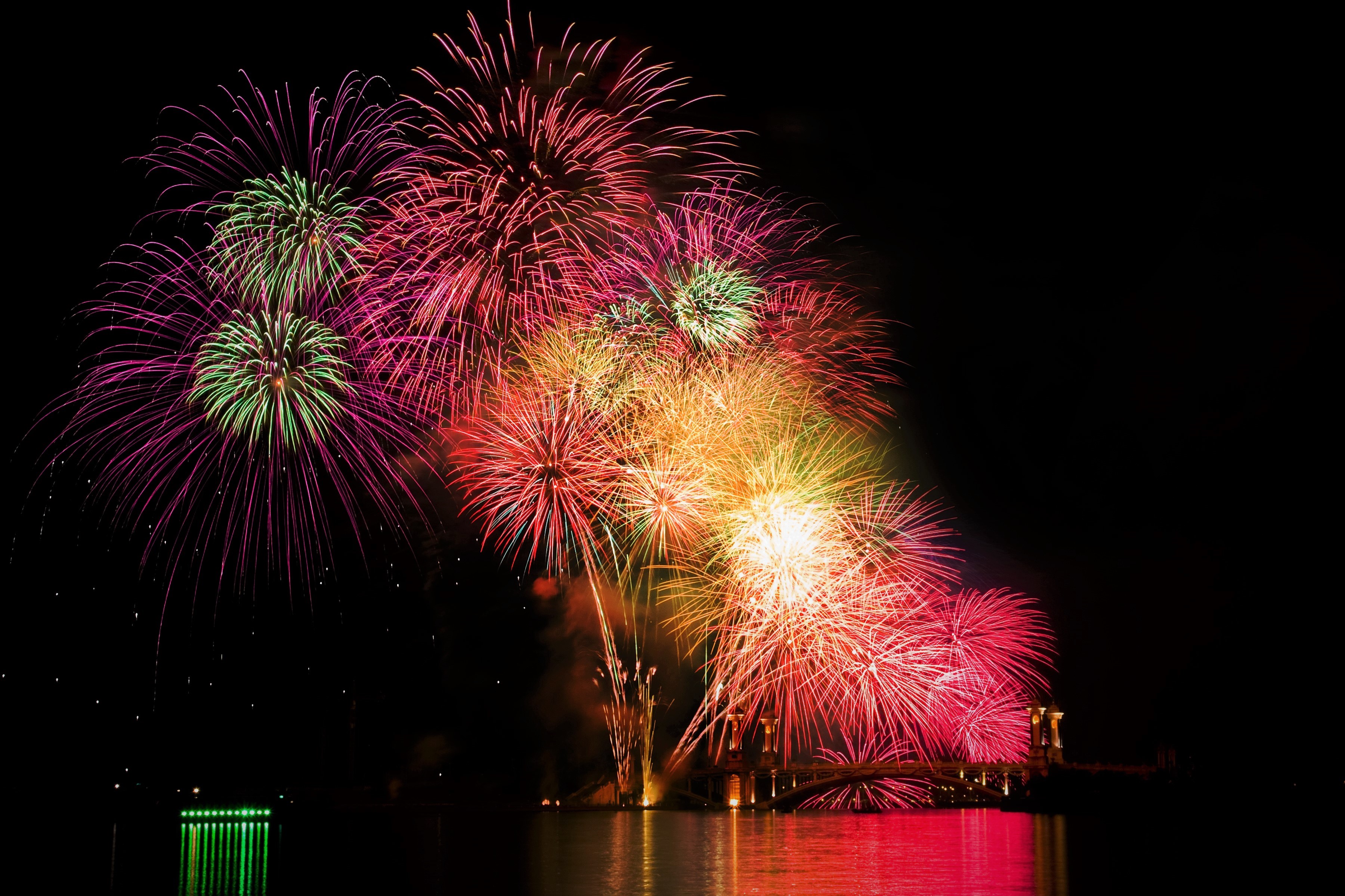 Colorful Colors Fireworks Holiday New Year Night Sky 3600x2400