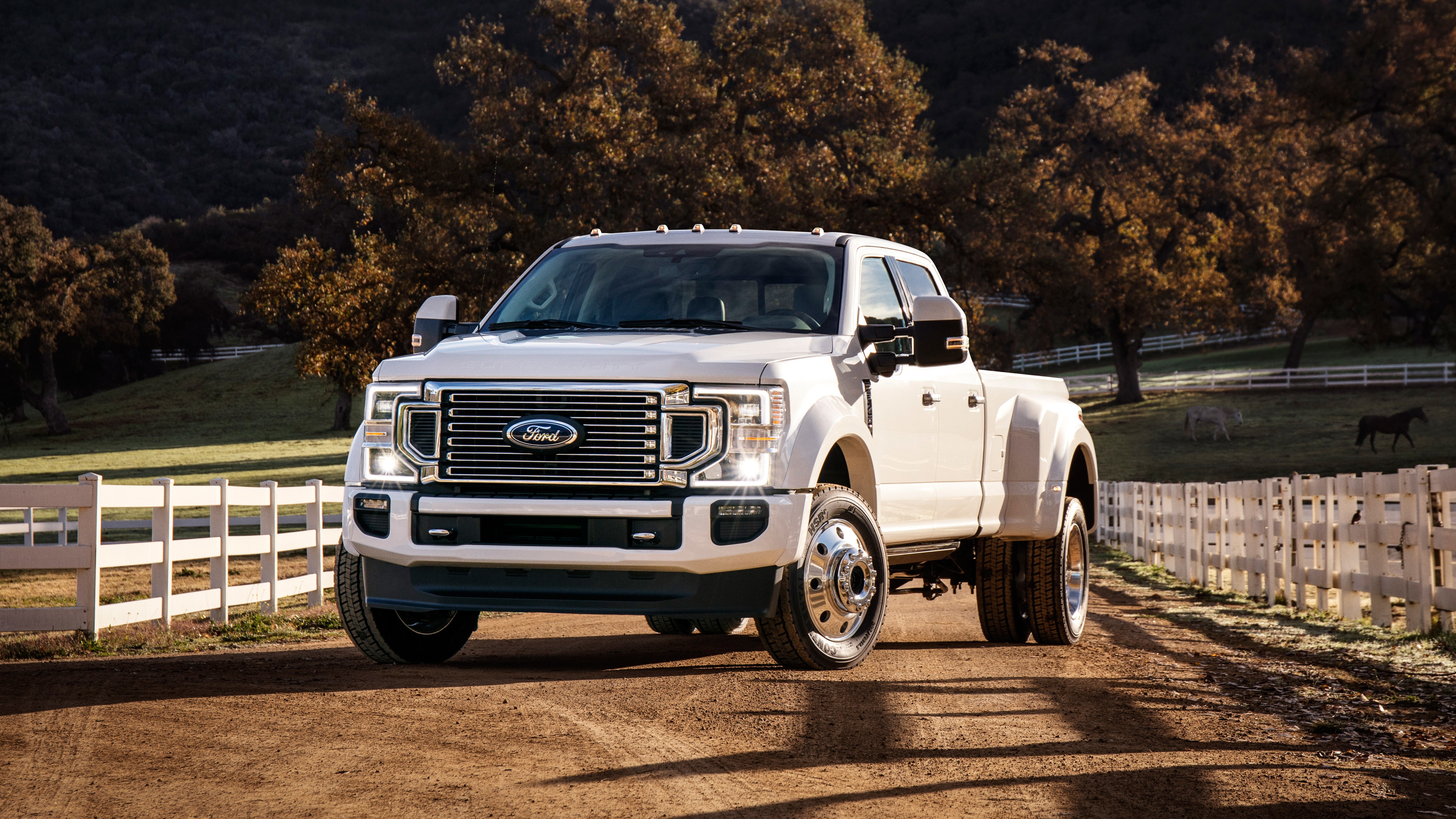 Car Ford Ford Super Duty Pickup Vehicle White Car 5120x2880