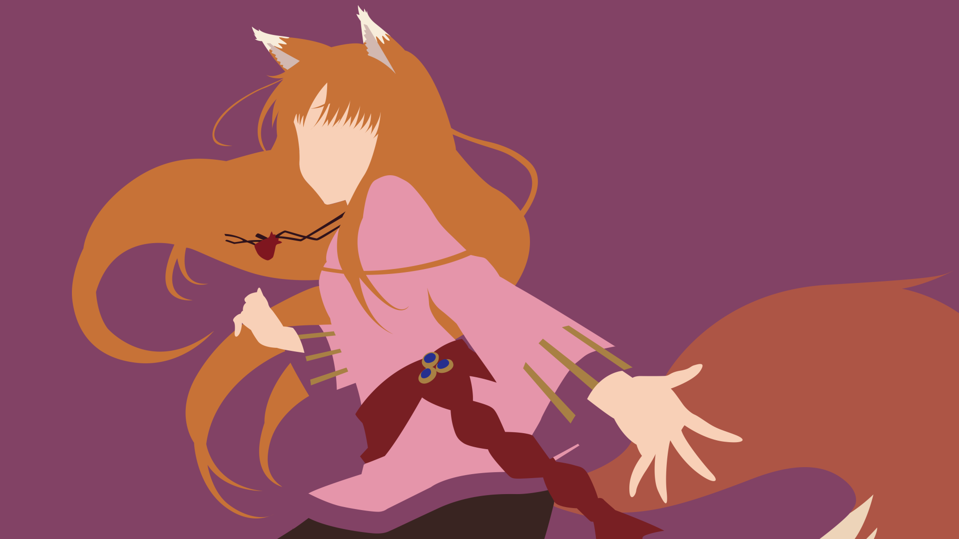 Animal Ears Anime Belt Brown Hair Girl Holo Spice Amp Wolf Long Hair Minimalist Necklace Spice And W 1920x1080