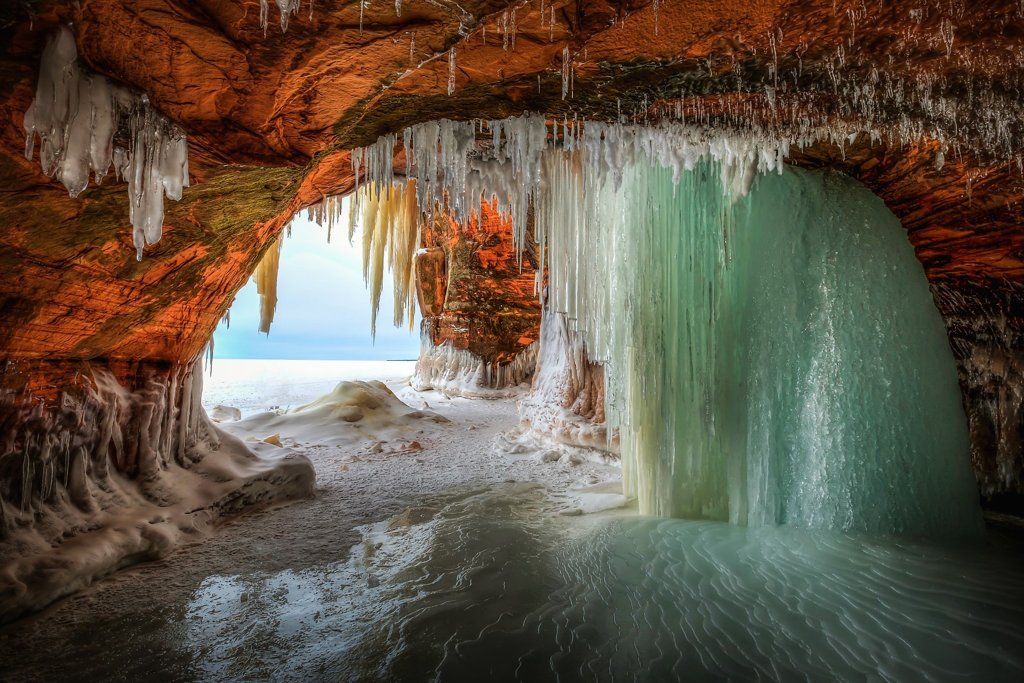 Cave Earth Frozen Ice Winter 2048x1365