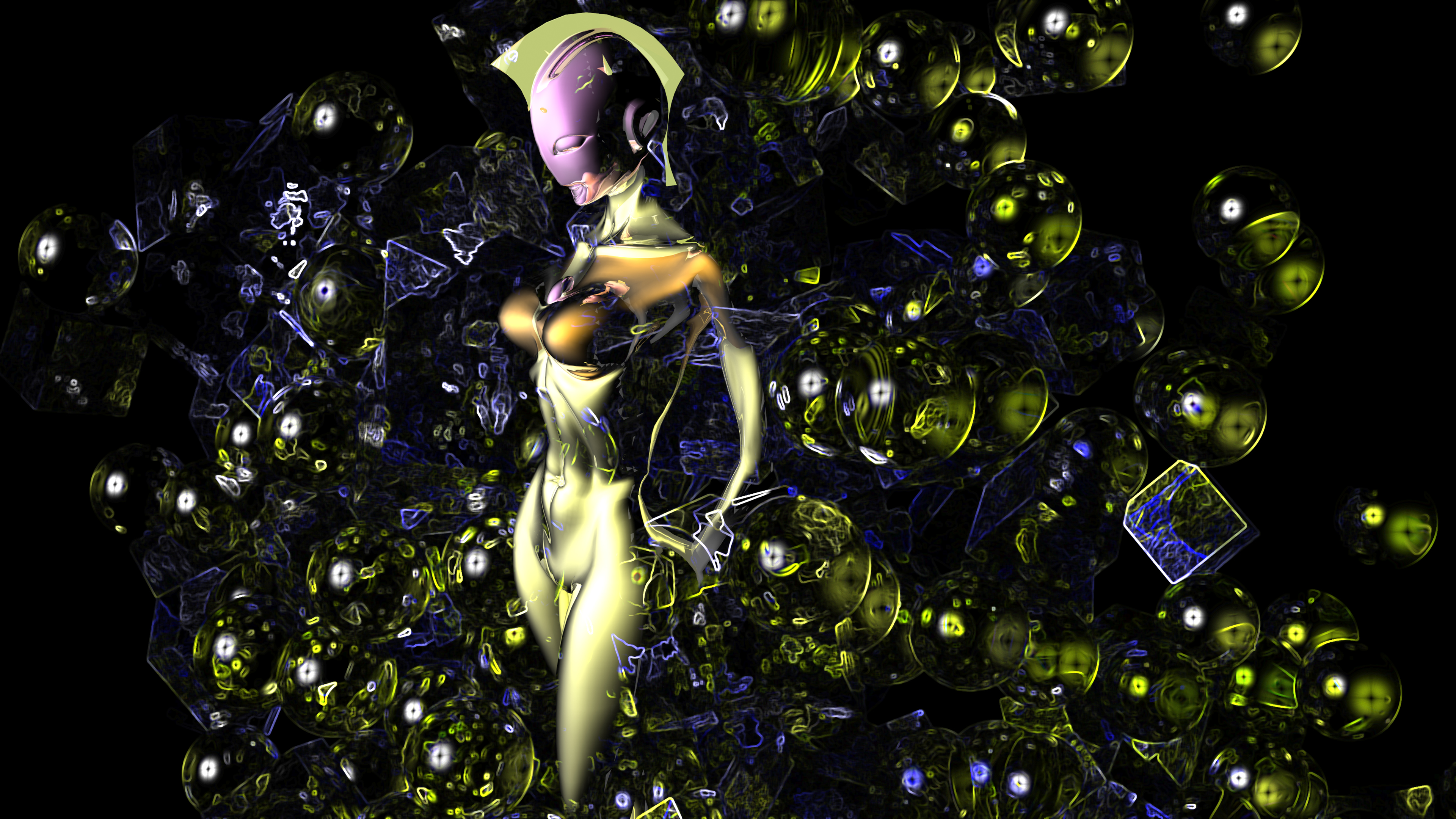 Abstract Droid Girl Robot 3840x2160