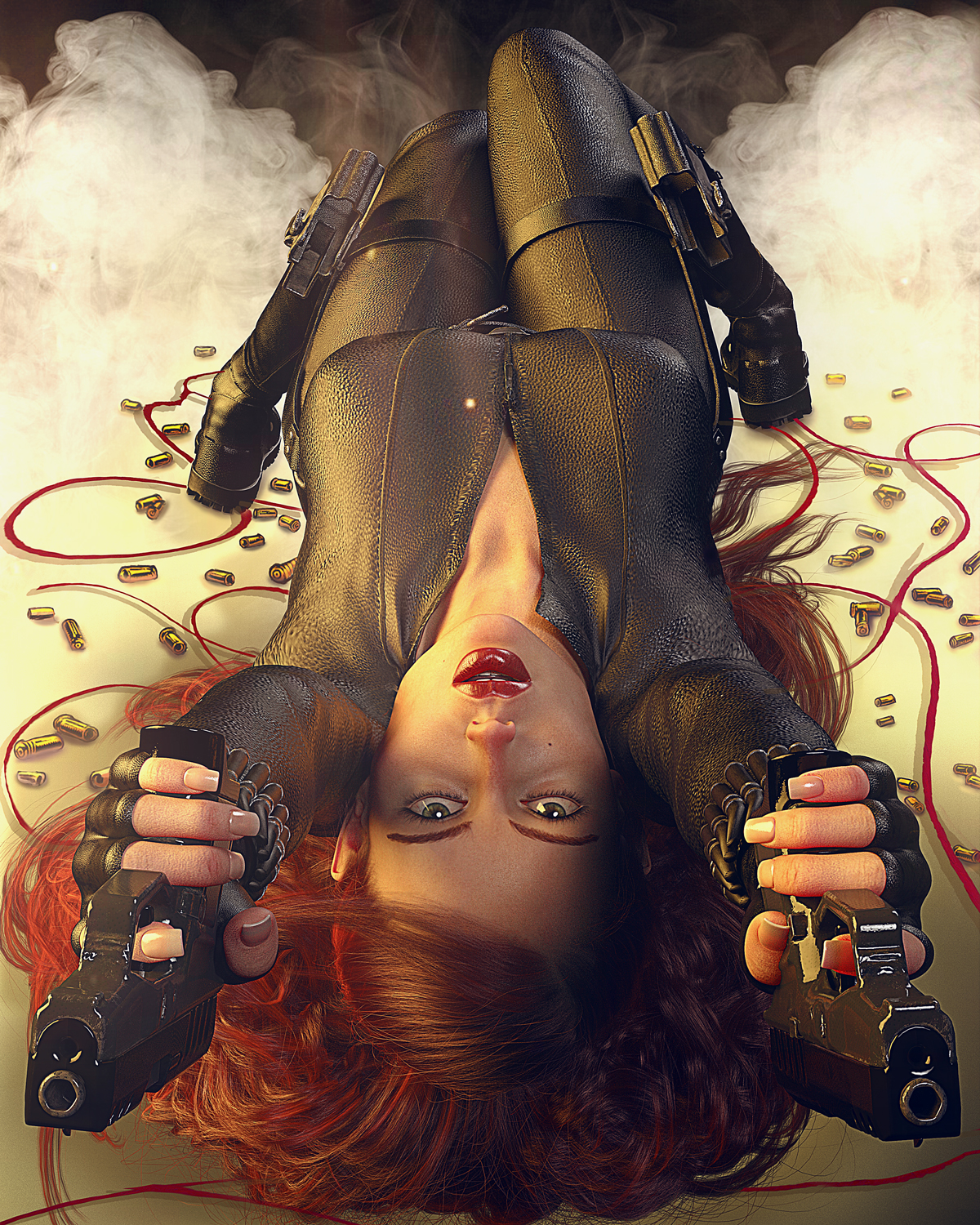 Black Widow Avengers Endgame Digital Art Gurin 3D Graphics Bullet Redhead Smoke Art Installation ART 1200x1500