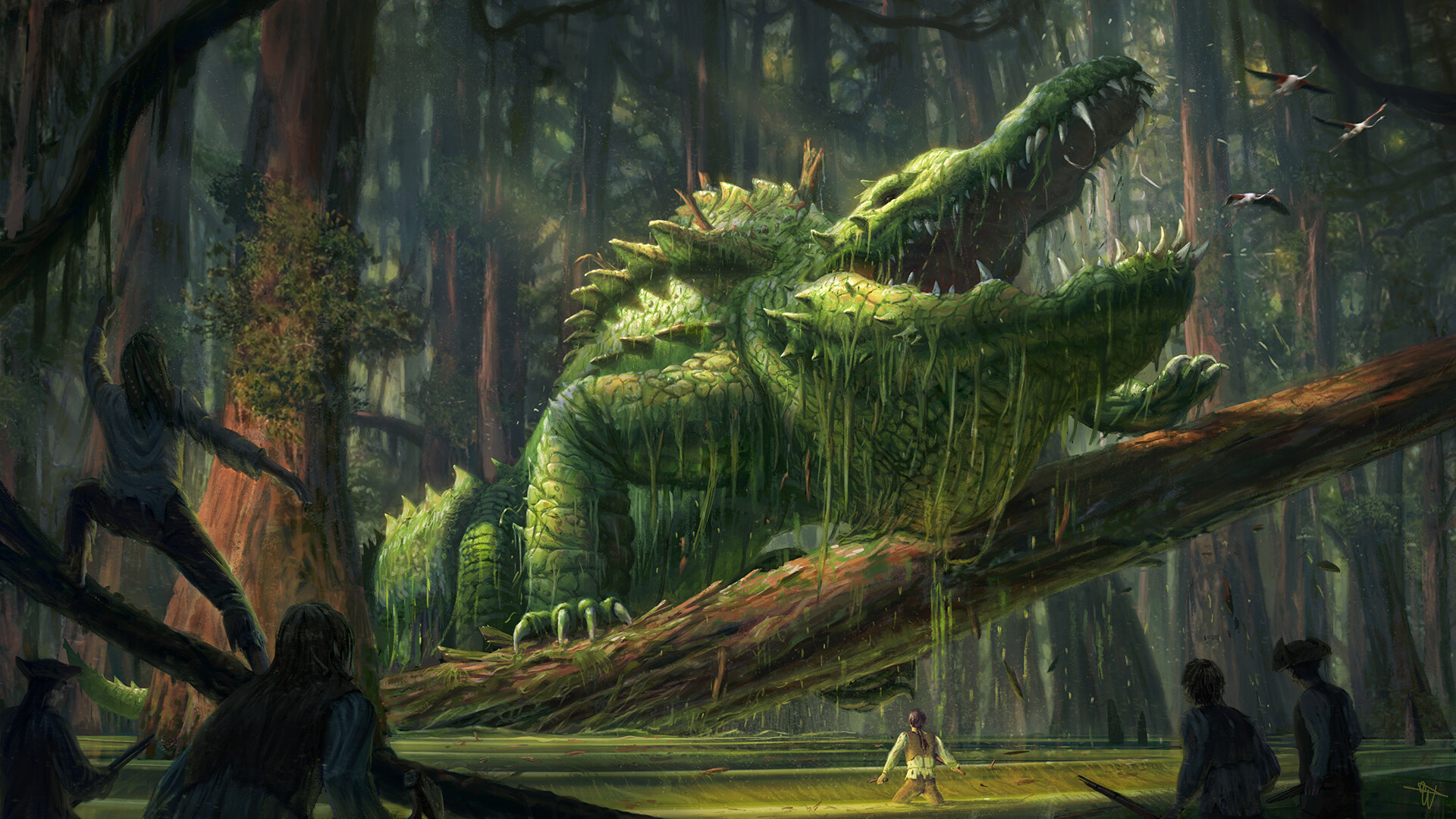 Animal Creature Crocodile Forest People Scary 1920x1080