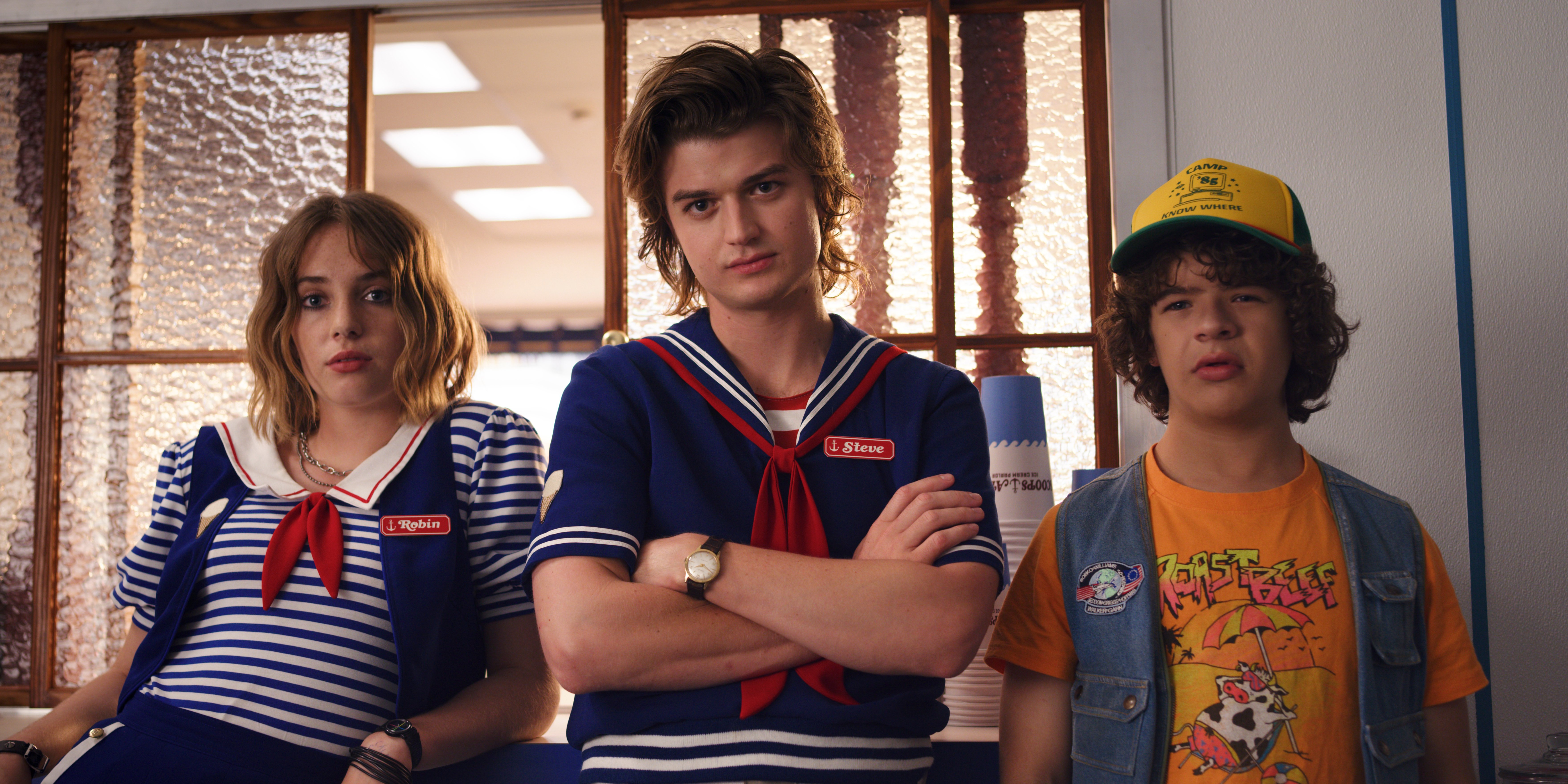 Dustin Henderson Gaten Matarazzo Joe Keery Maya Hawke Robin Buckley Steve Harrington Stranger Things 7040x3520