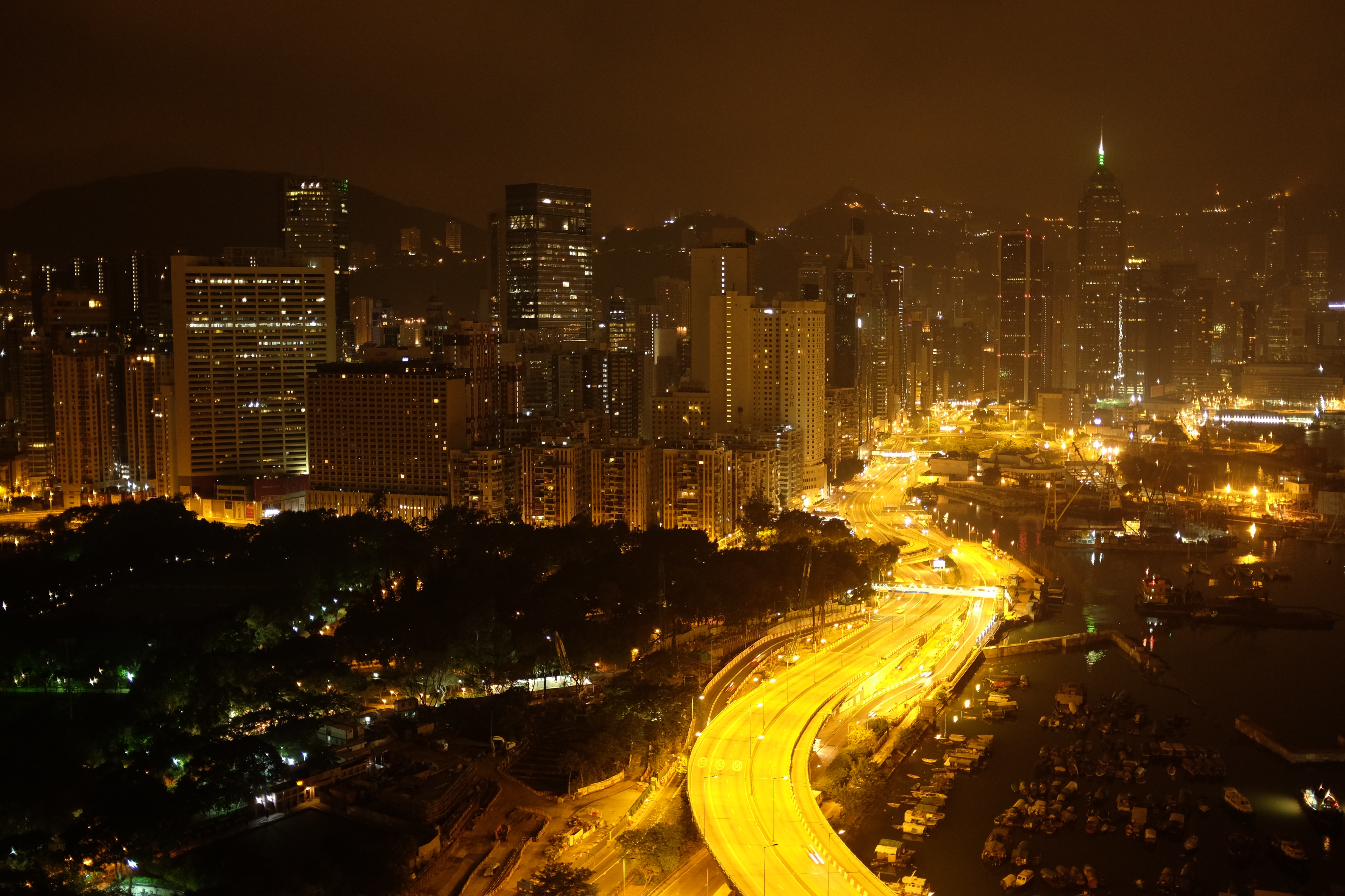 Building China City Highway Hong Kong Night Skyscraper 4896x3264