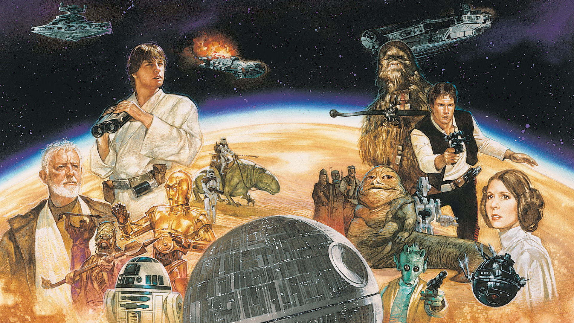 C 3po Chewbacca Death Star Greedo Star Wars Han Solo Jabba The Hutt Luke Skywalker Millennium Falcon 1920x1080