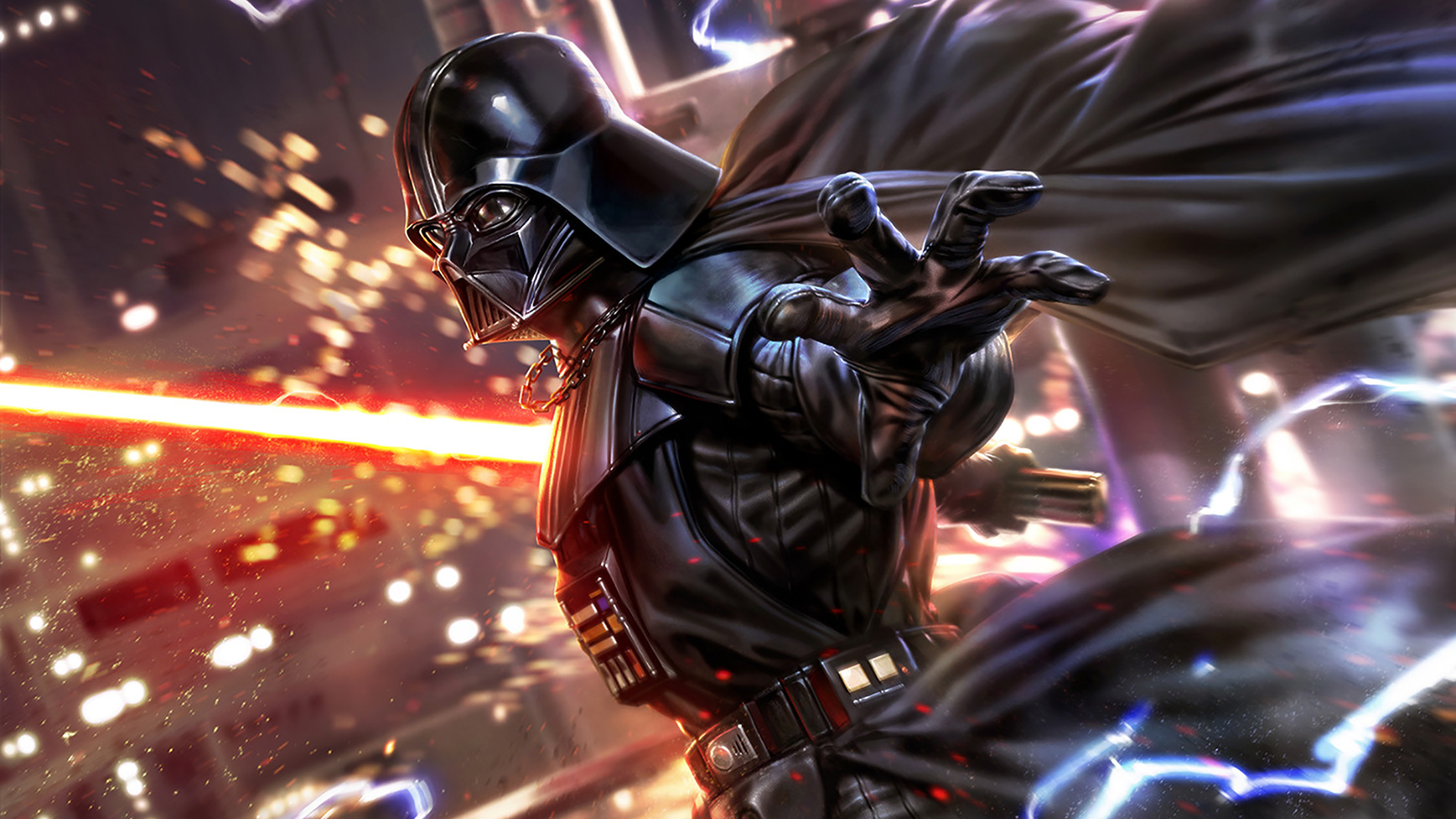 Anakin Skywalker Cape Darth Vader Helmet Lightsaber Man Red Lightsaber Sith Star Wars Star Wars 1920x1080