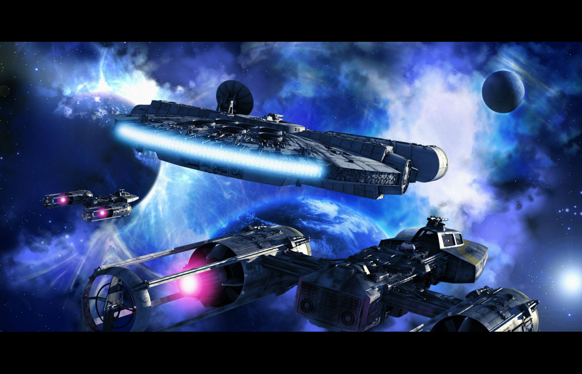 Millennium Falcon Planet Space Spaceship Star Wars 1920x1233