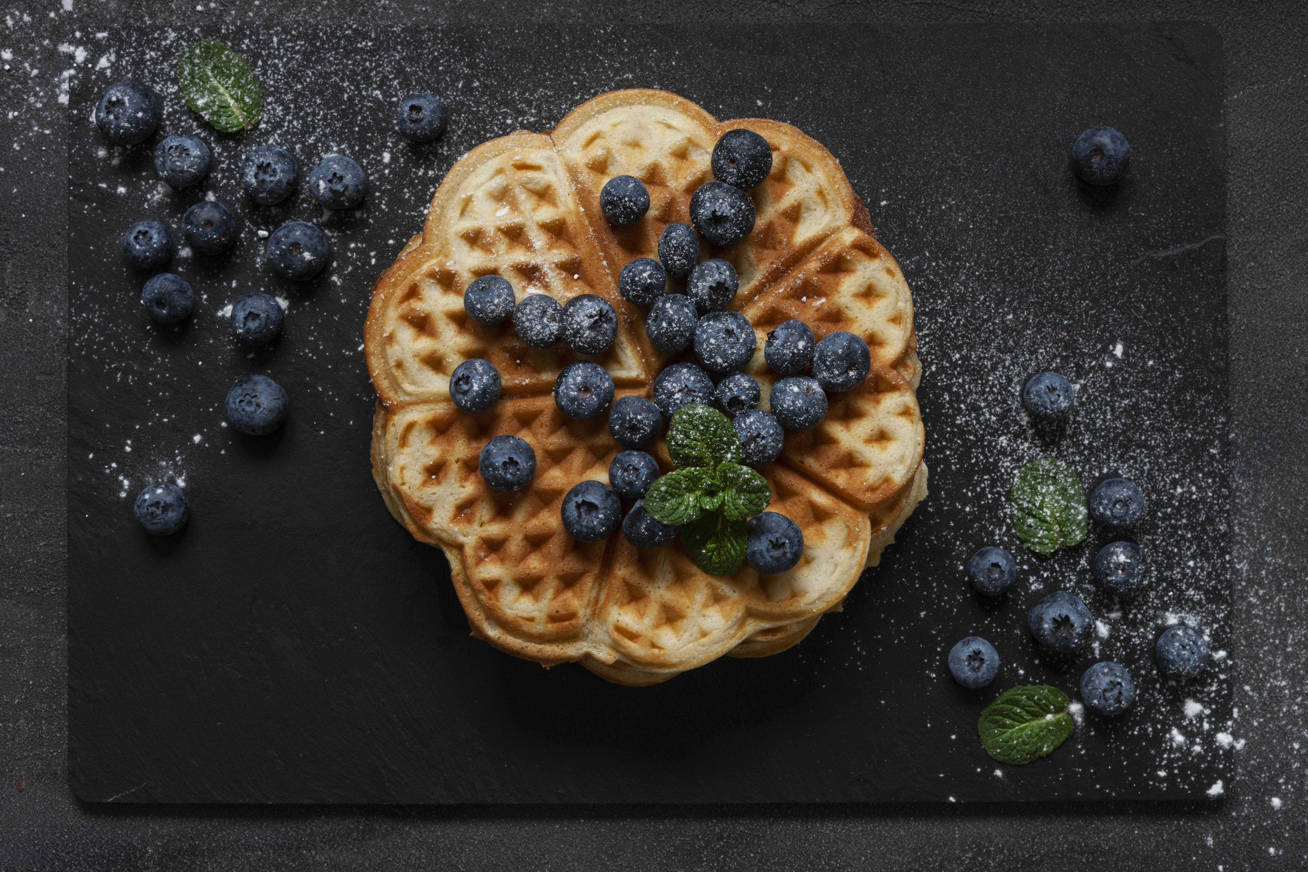 Berry Blueberry Breakfast Fruit Still Life Waffle 5560x3707