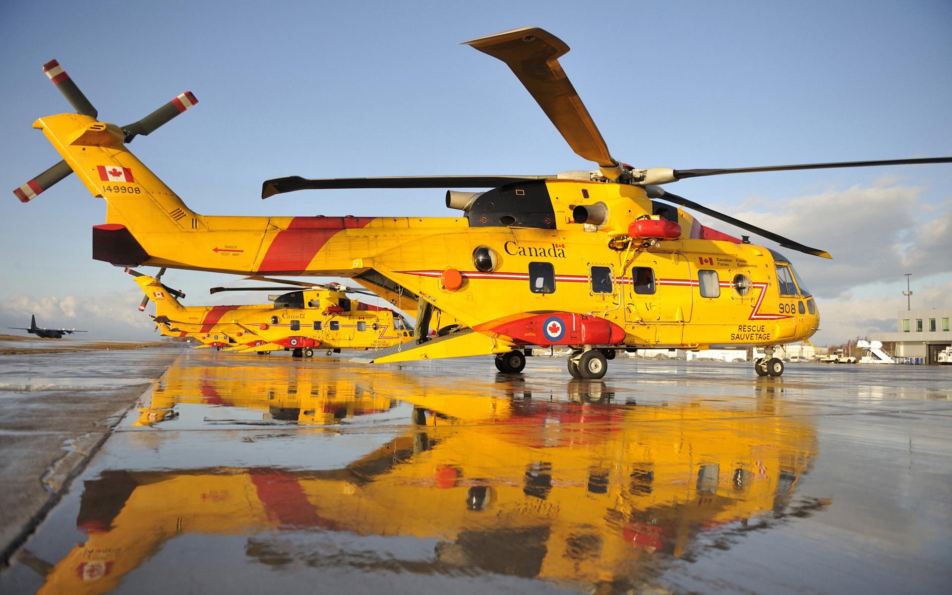 Aircraft Canada Helicopter Reflection Vehicle Yellow 1920x1200