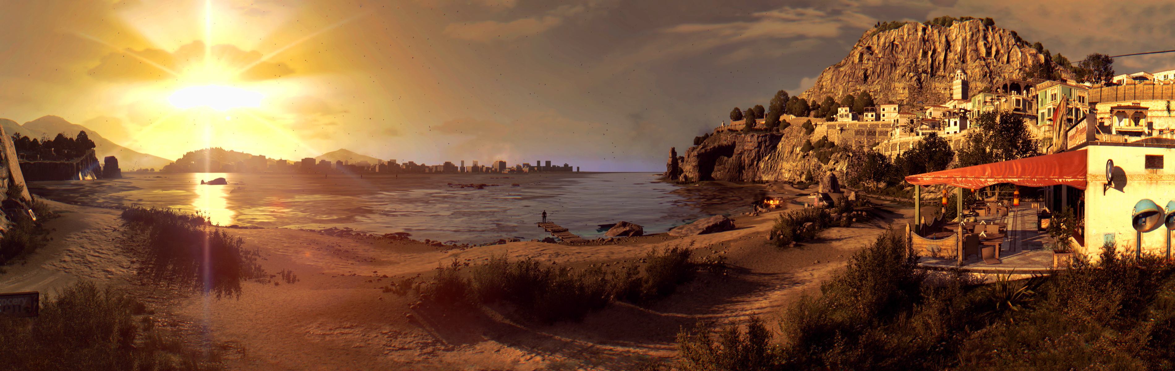 Beach City Dying Light Sea Sunset 3800x1200