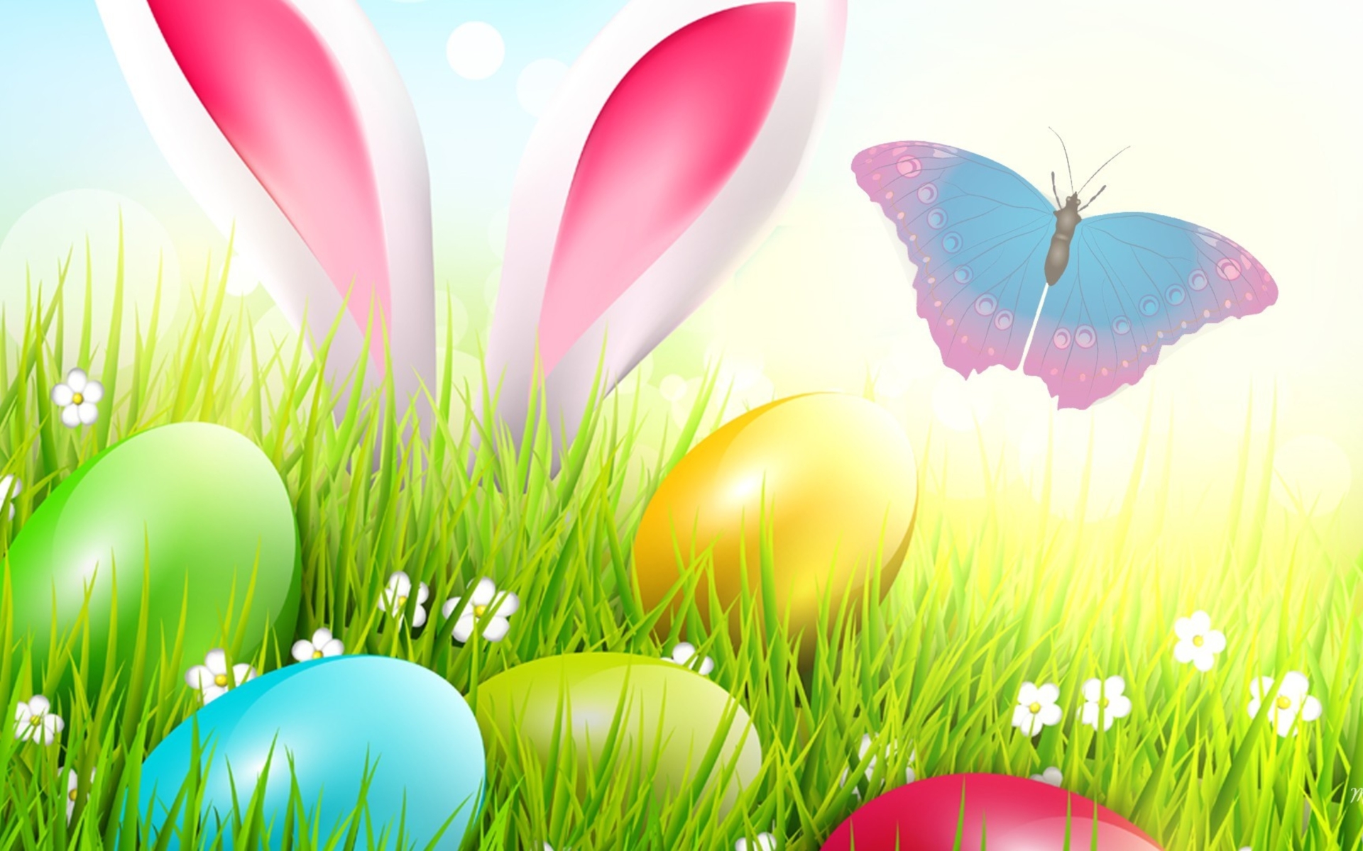 Butterfly Easter Easter Egg Grass Holiday 1920x1200