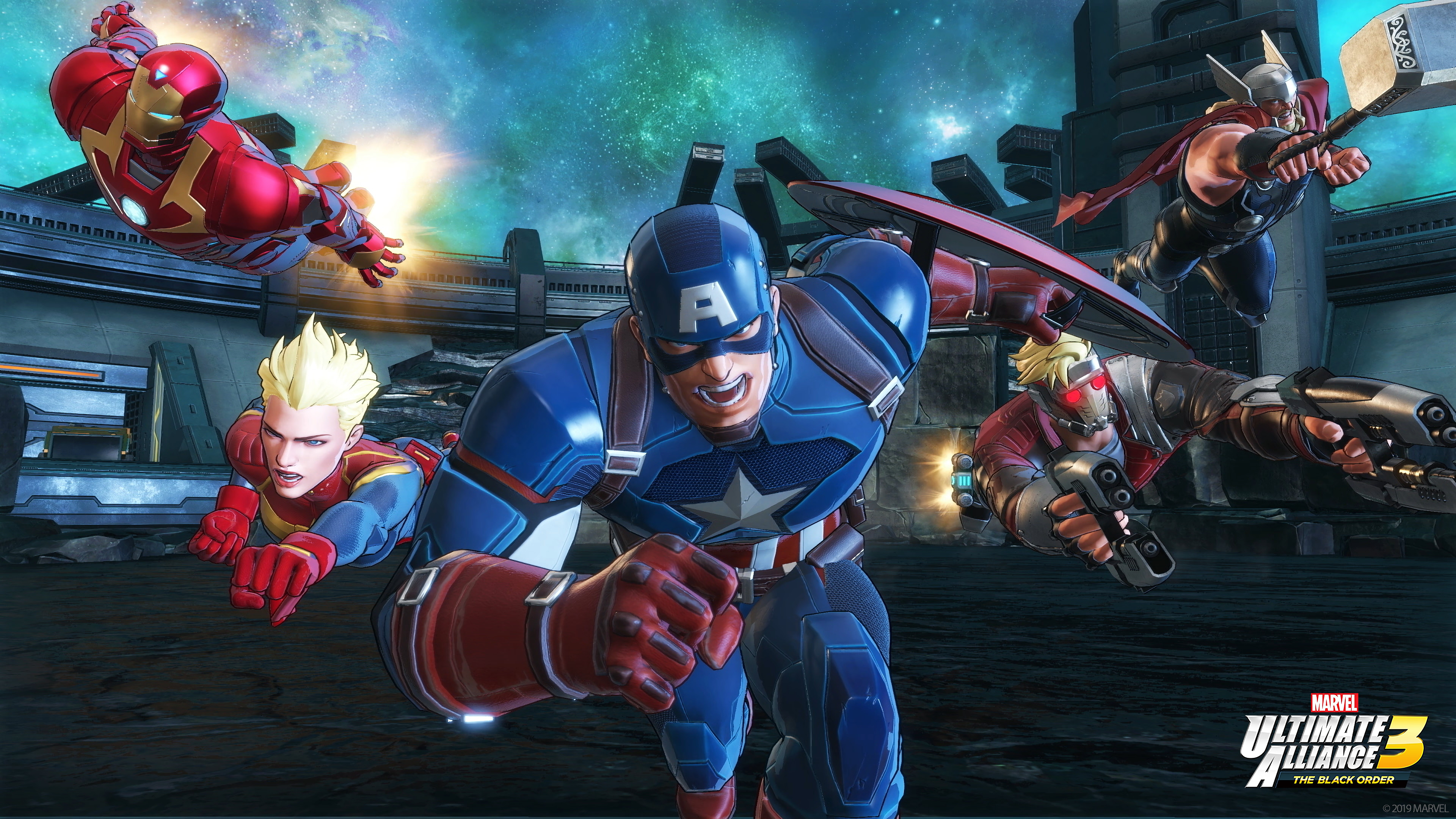 Captain America Captain Marvel Iron Man Marvel Ultimate Alliance 3 The Black Order Star Lord Thor 3840x2160