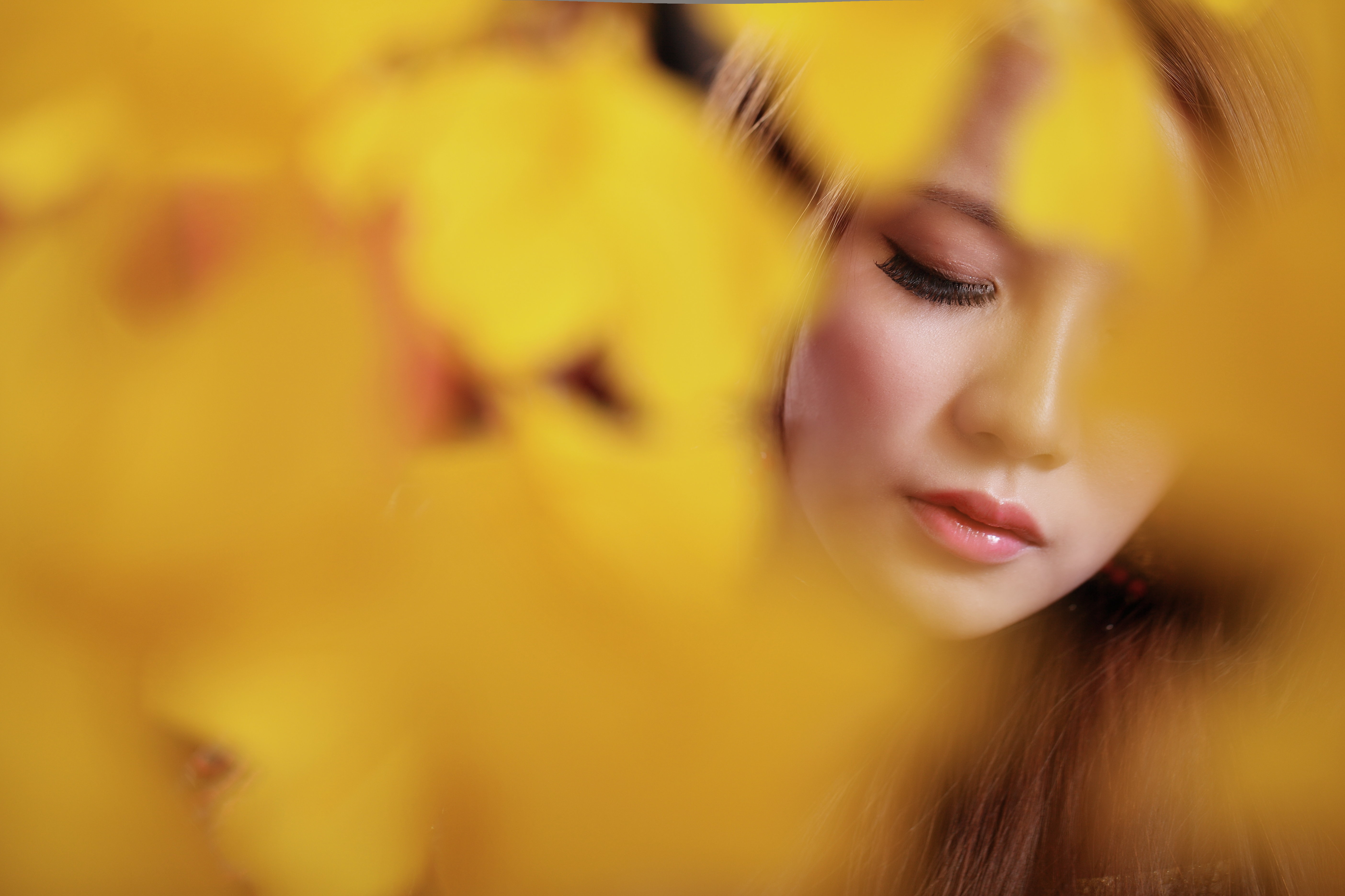 Asian Close Up Face Leaf Taiwanese Woman X Rui Yu 5616x3744